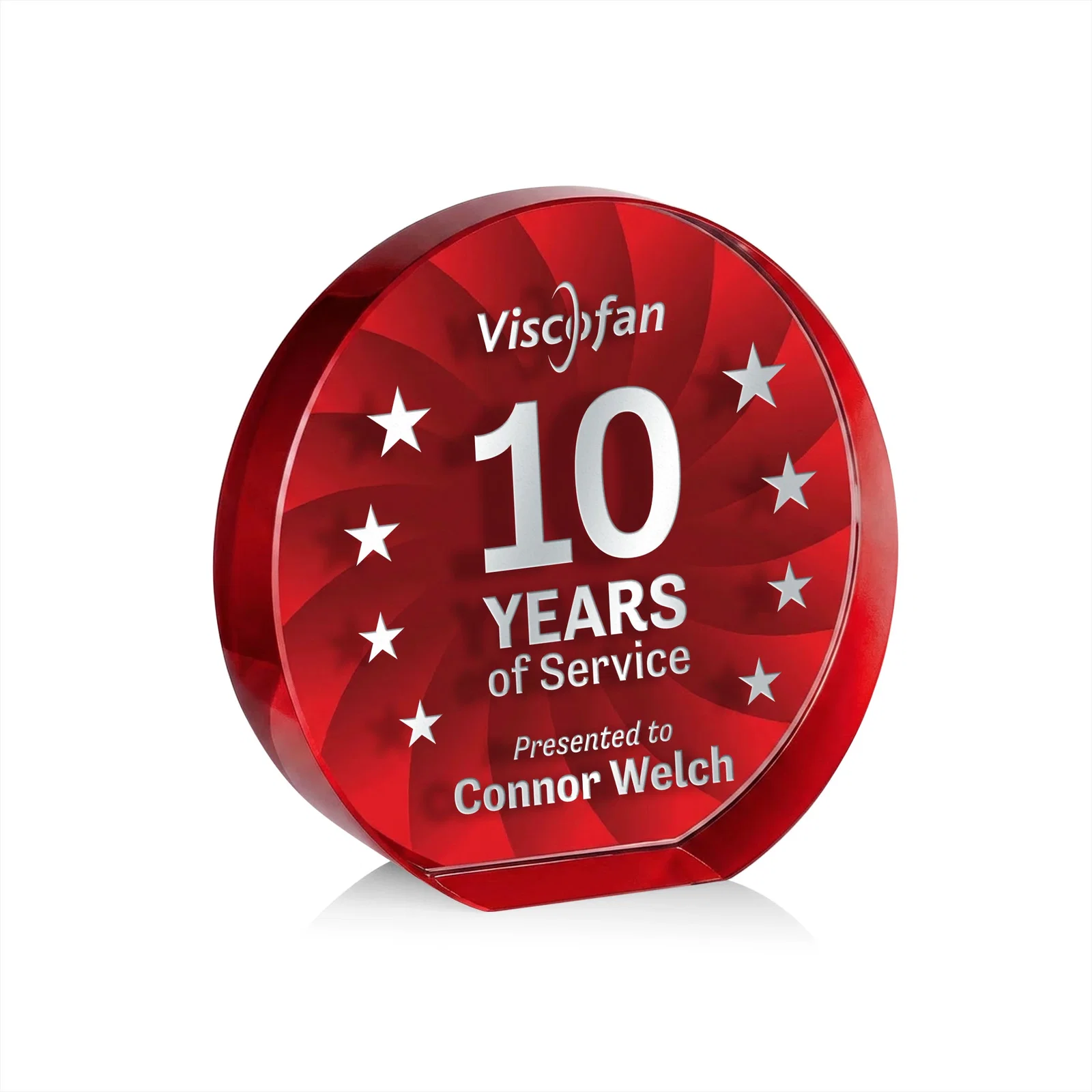 Branded Optical Crystal Circle Award in 9 Colors for corporate award ceremonies