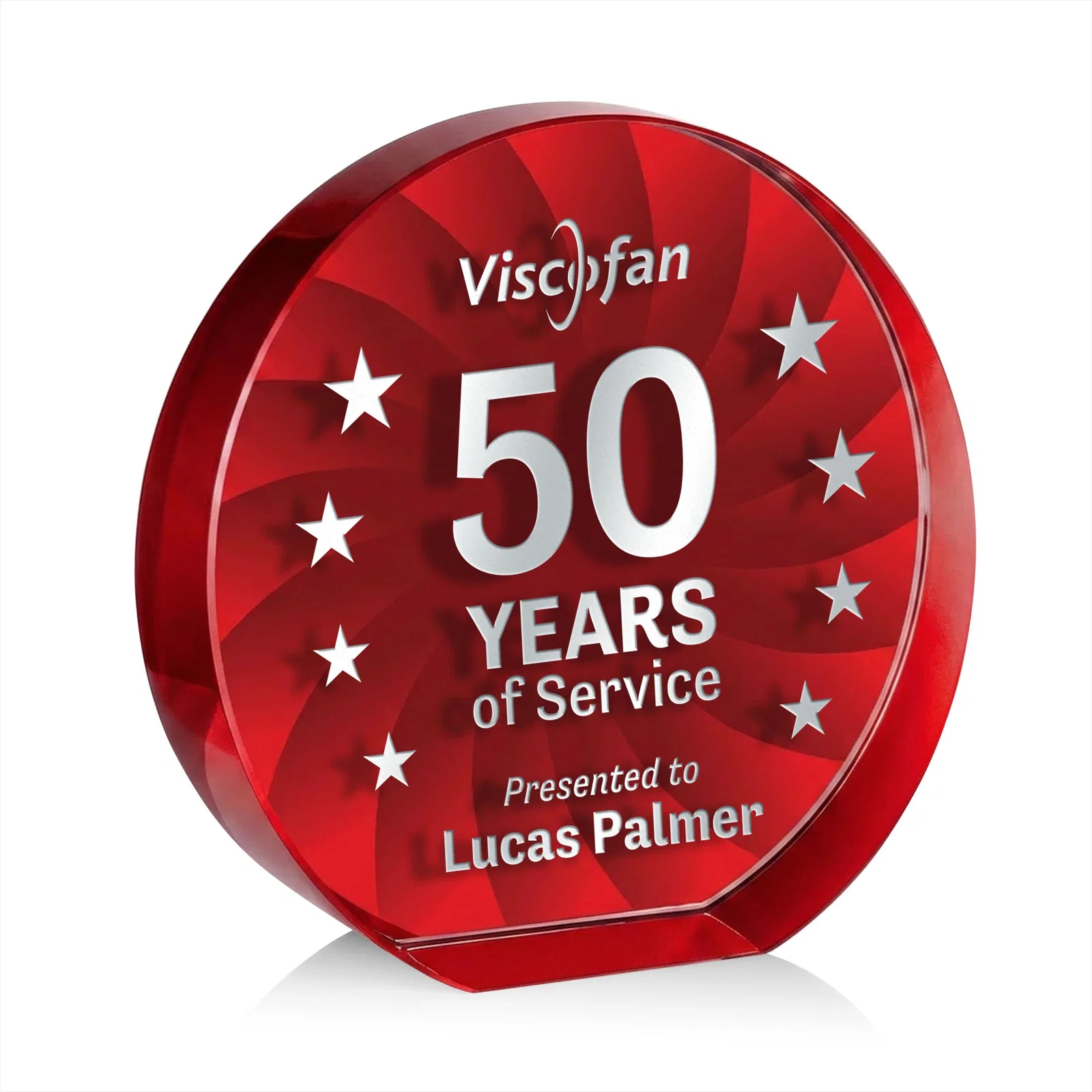 Branded Optical Crystal Circle Award in 9 Colors for team milestone celebrations