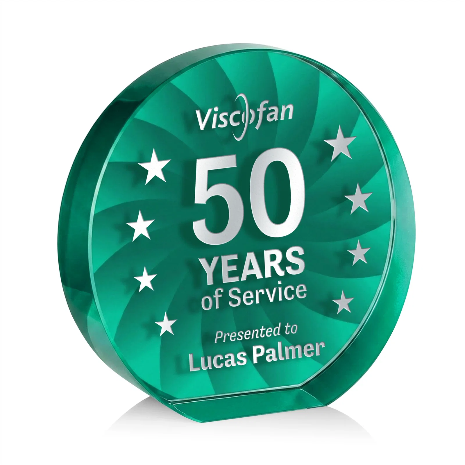 Branded Optical Crystal Circle Award in 9 Colors for company anniversary events