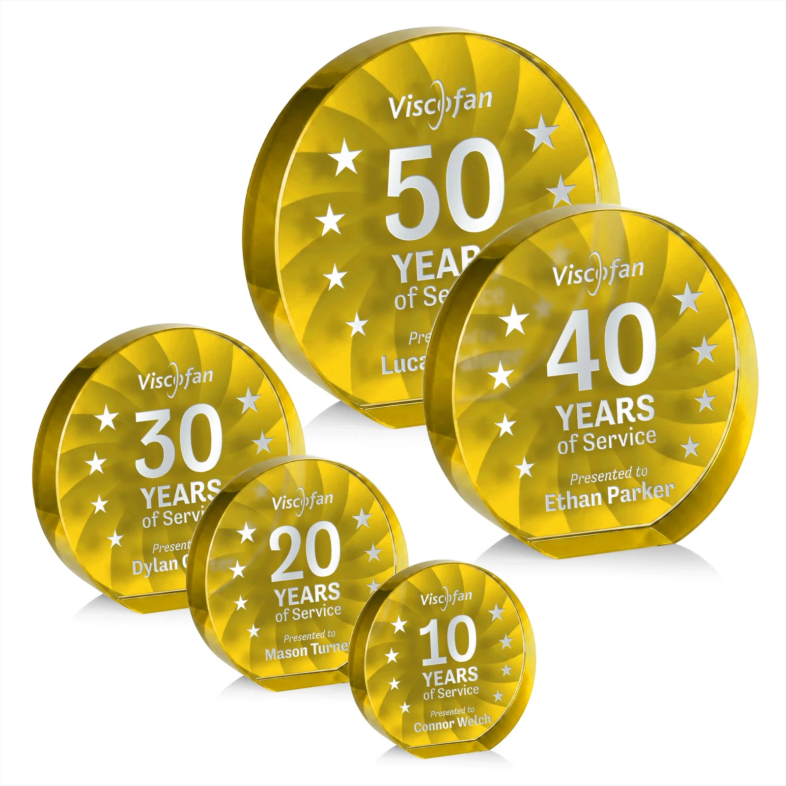Custom printed Optical Crystal Circle Award in 9 Colors for employee recognition