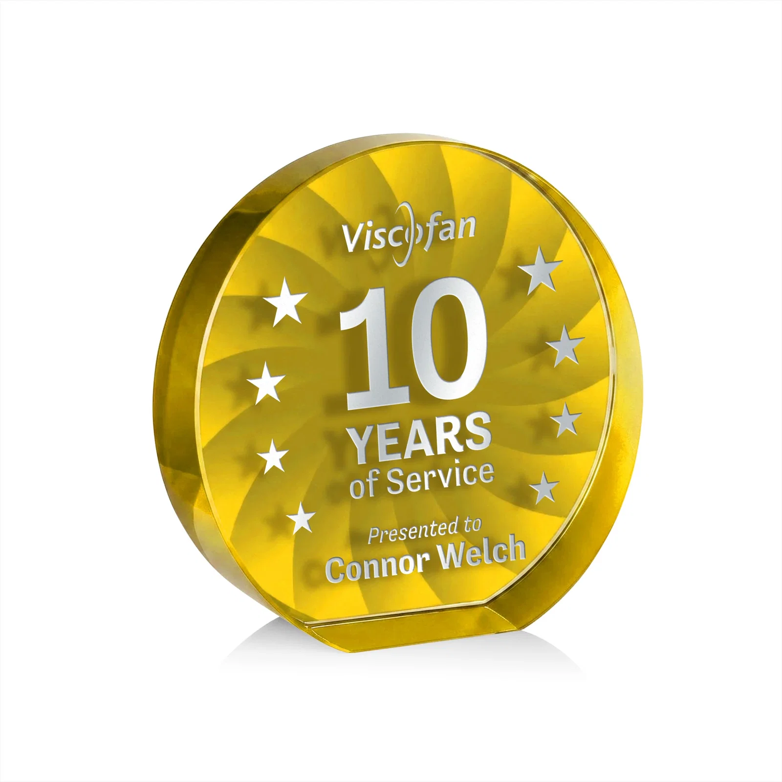 Custom printed Optical Crystal Circle Award in 9 Colors for corporate award ceremonies