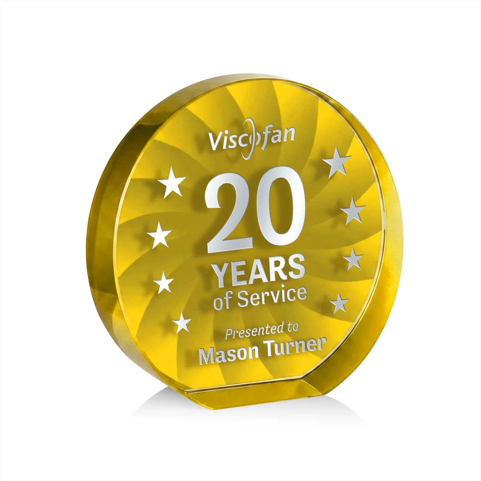 Custom printed Optical Crystal Circle Award in 9 Colors for service anniversary gifts