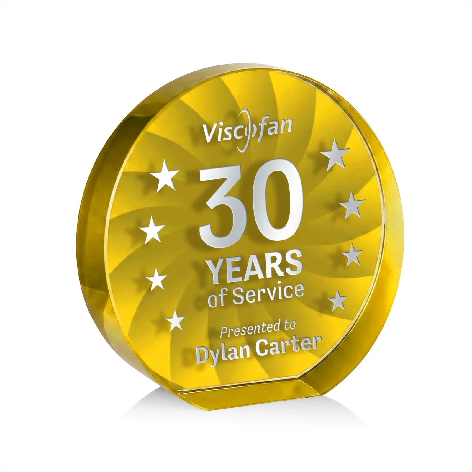 Custom printed Optical Crystal Circle Award in 9 Colors for sales achievement awards