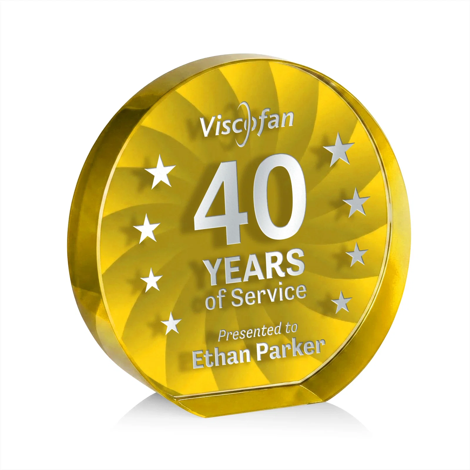 Custom printed Optical Crystal Circle Award in 9 Colors for retirement presentations