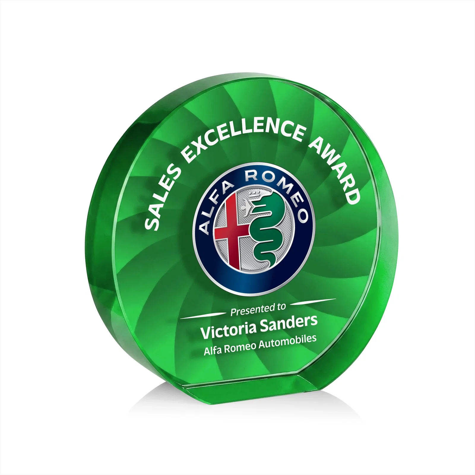 Custom printed Optical Crystal Circle Award in 9 Colors for safety achievement programs