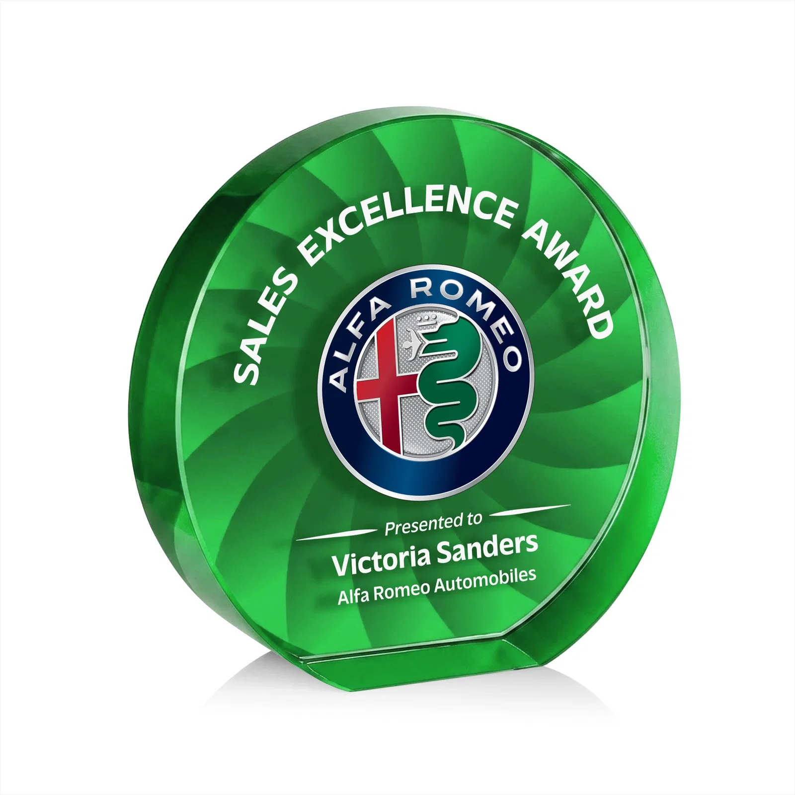Custom printed Optical Crystal Circle Award in 9 Colors for volunteer appreciation
