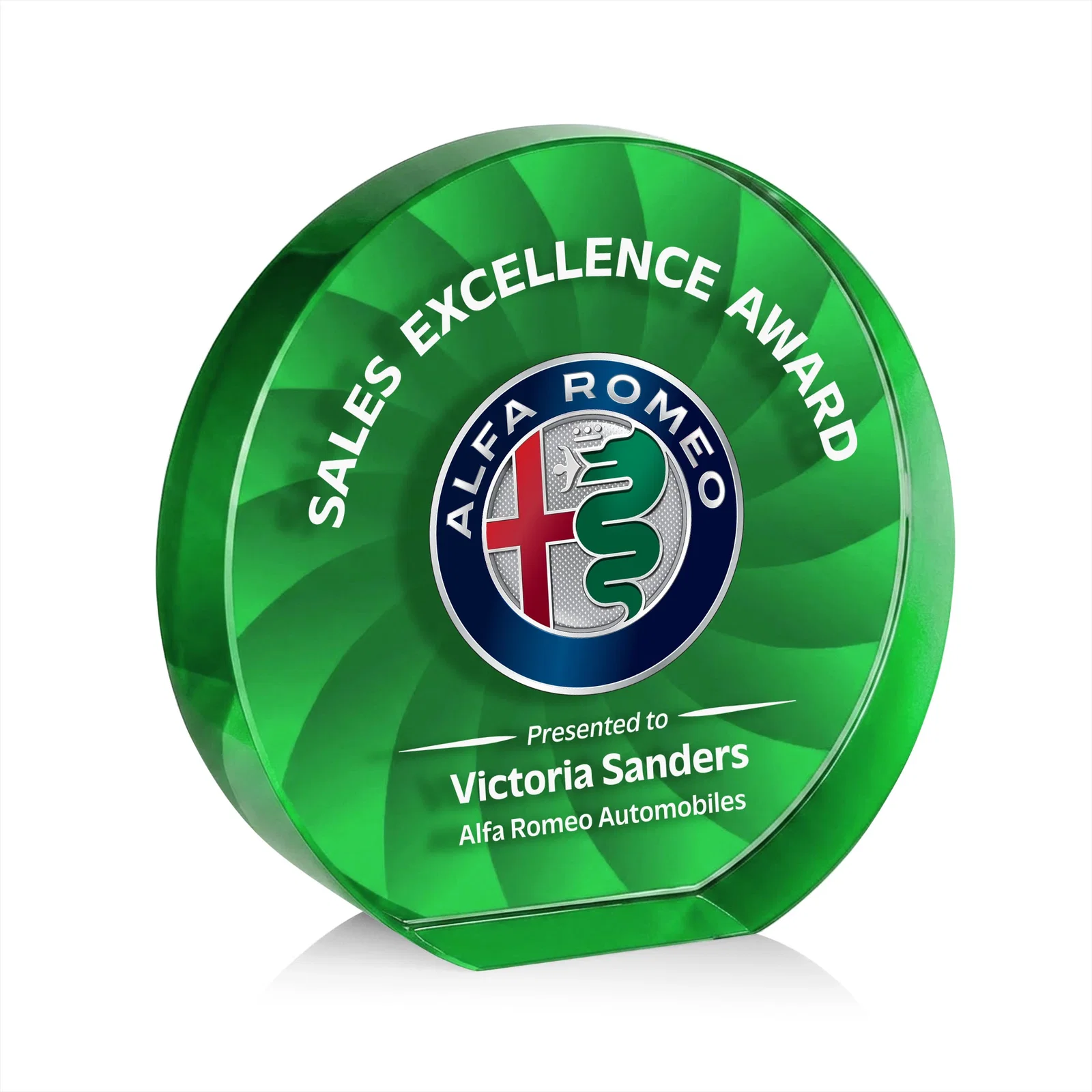 Custom printed Optical Crystal Circle Award in 9 Colors for dealer and partner awards