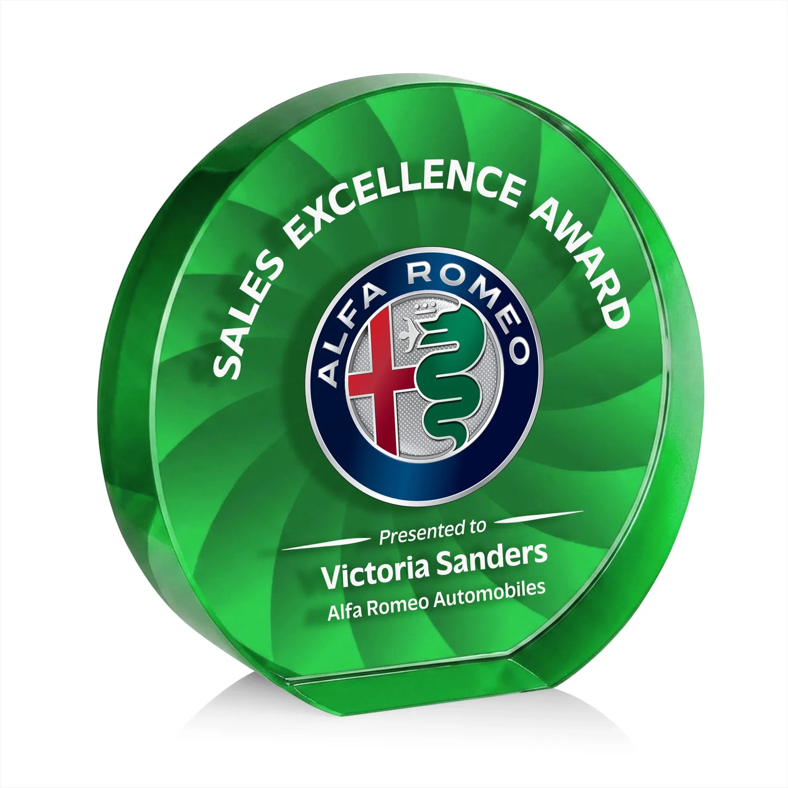 Custom printed Optical Crystal Circle Award in 9 Colors for company anniversary events