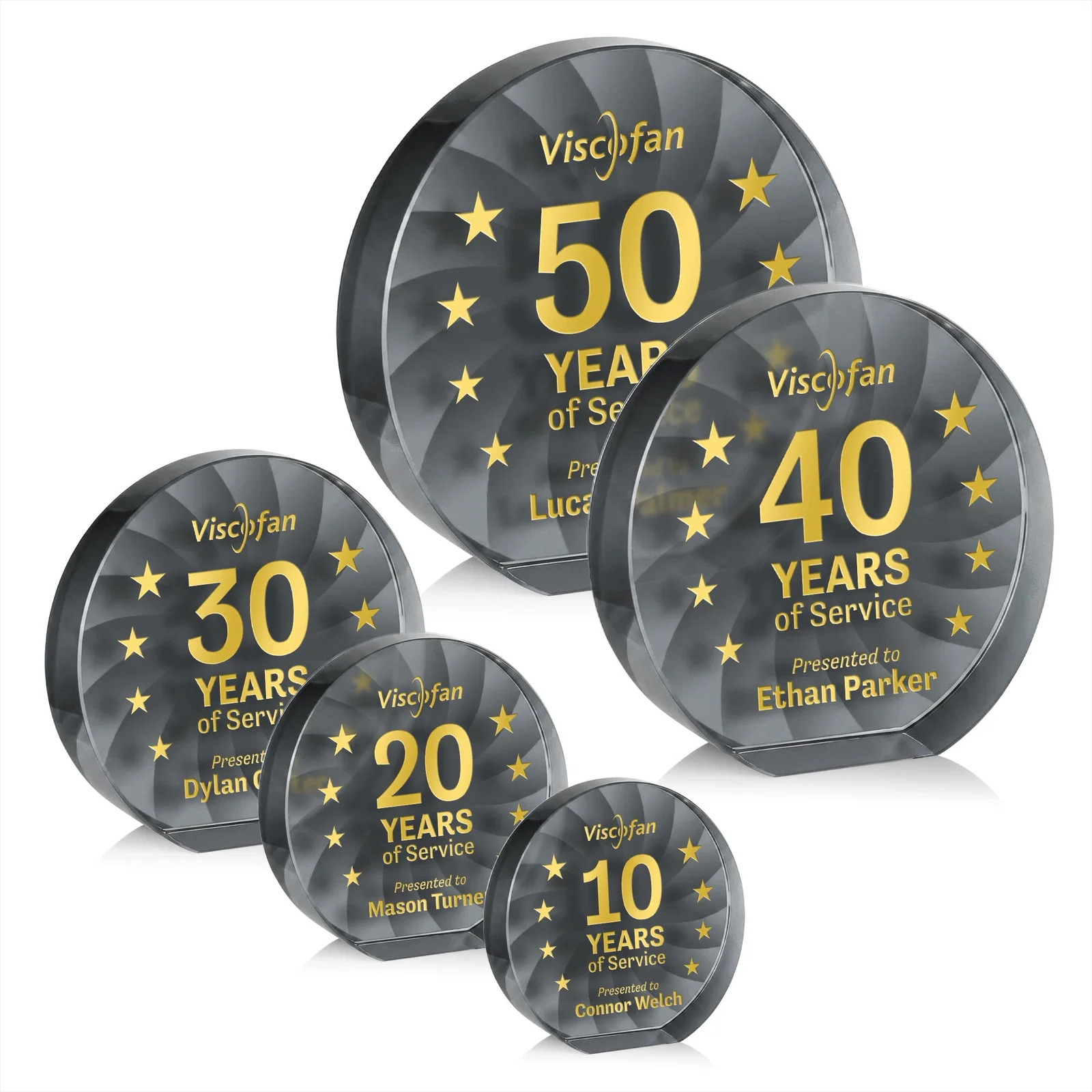 Custom Optical Crystal Circle Award in 9 Colors for donor appreciation