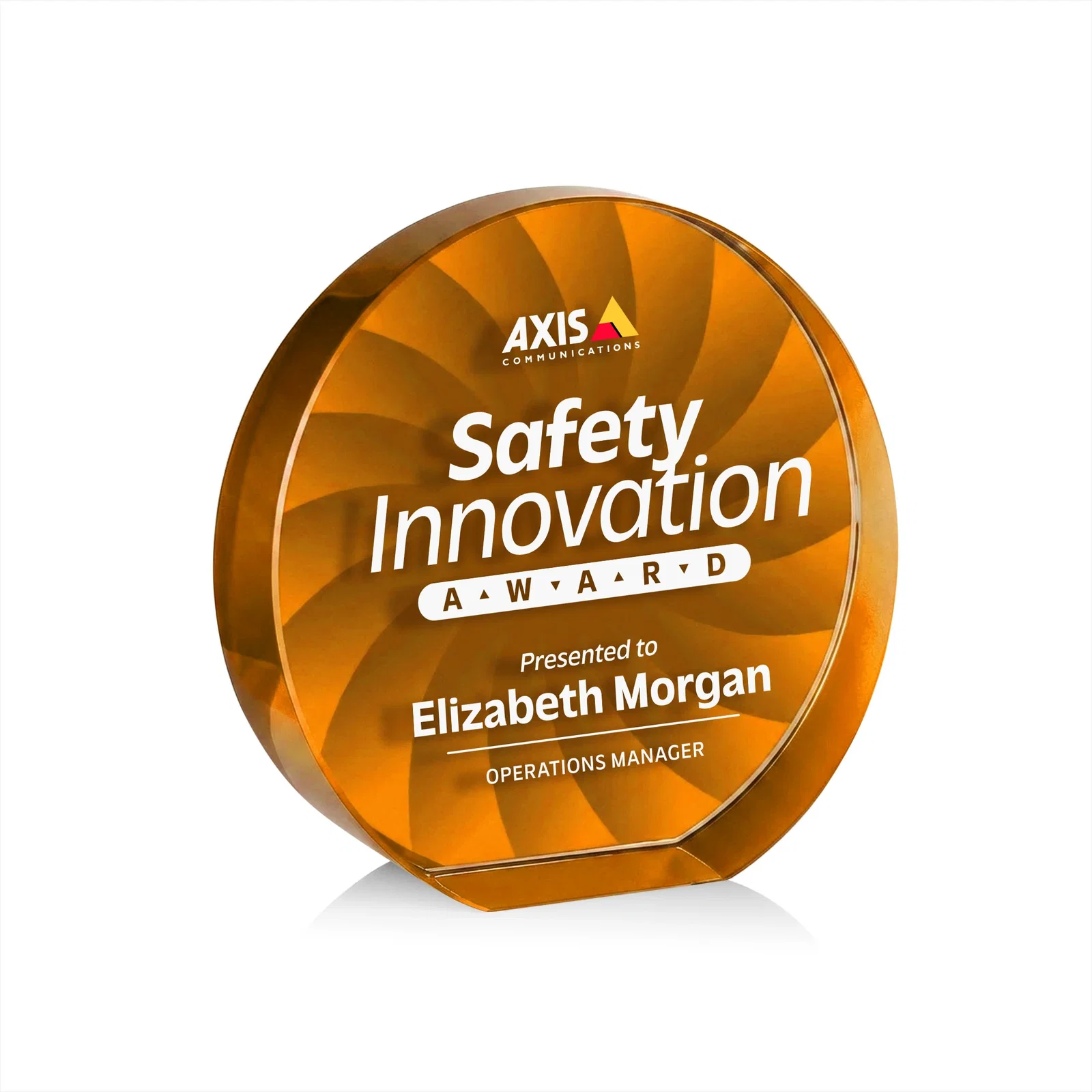 Custom engraved Optical Crystal Circle Award in 9 Colors for corporate award ceremonies