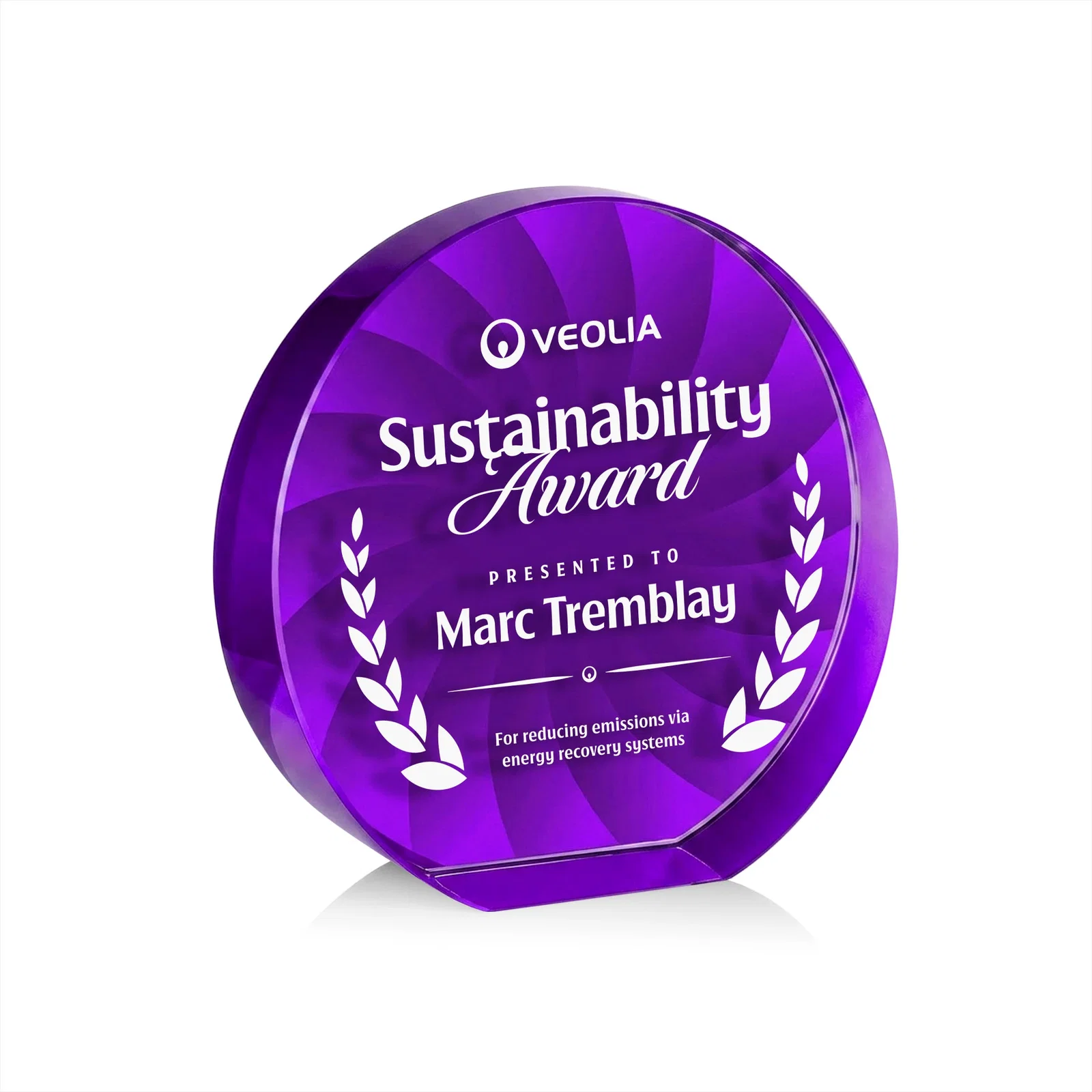 Custom engraved Optical Crystal Circle Award in 9 Colors for graduation ceremonies