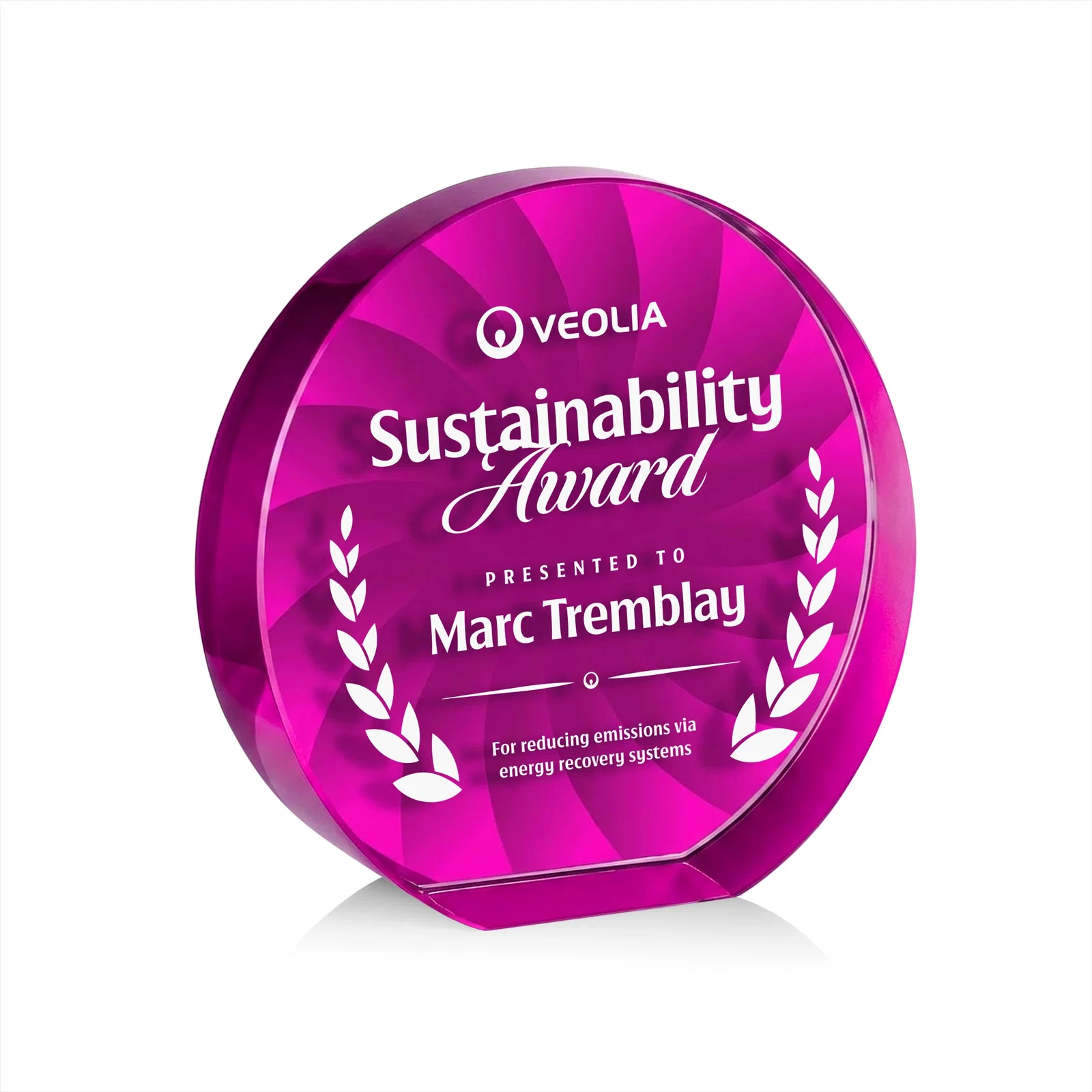 Custom Optical Crystal Circle Award in 9 Colors, with your logo for service anniversary gifts
