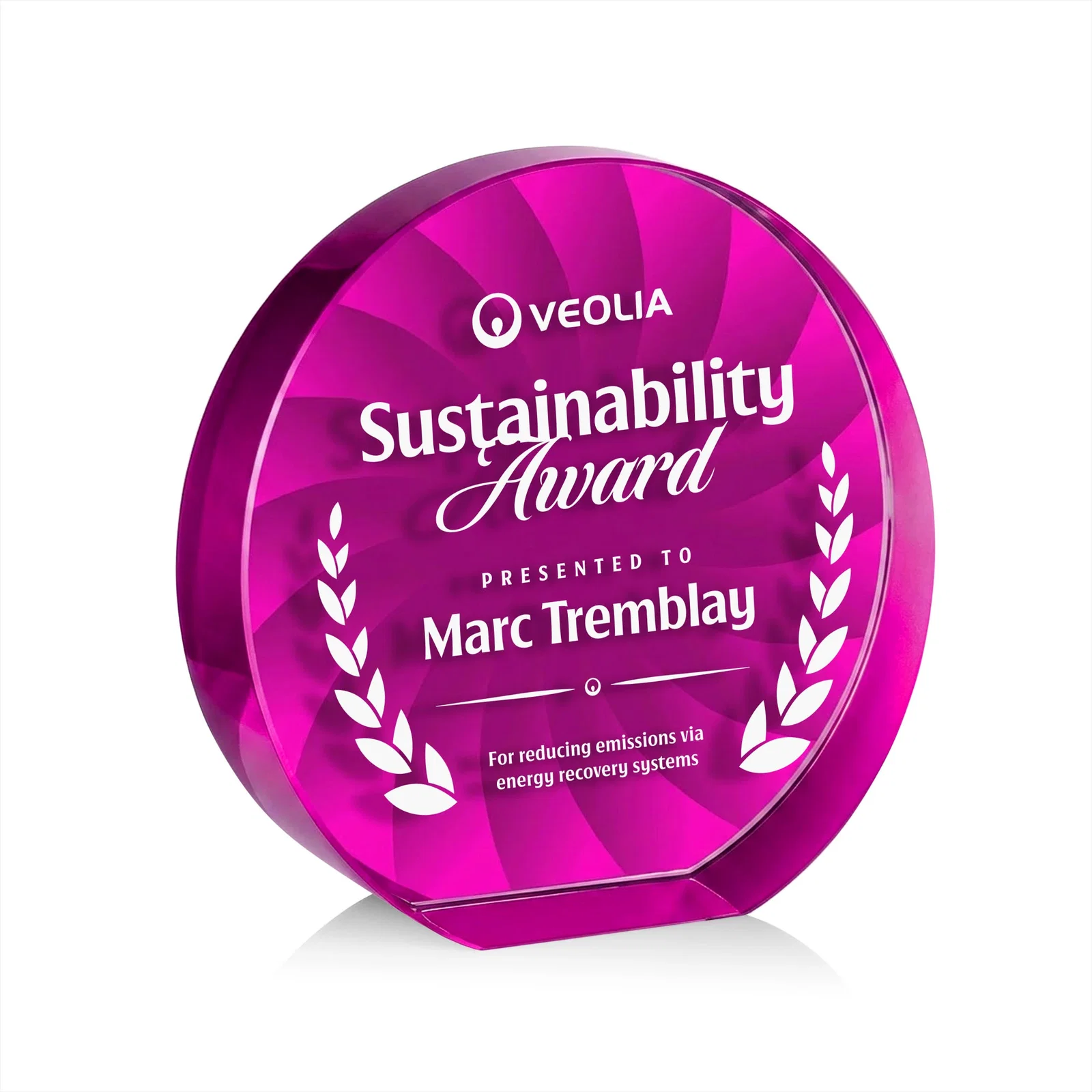 Custom Optical Crystal Circle Award in 9 Colors, with your logo for sales achievement awards