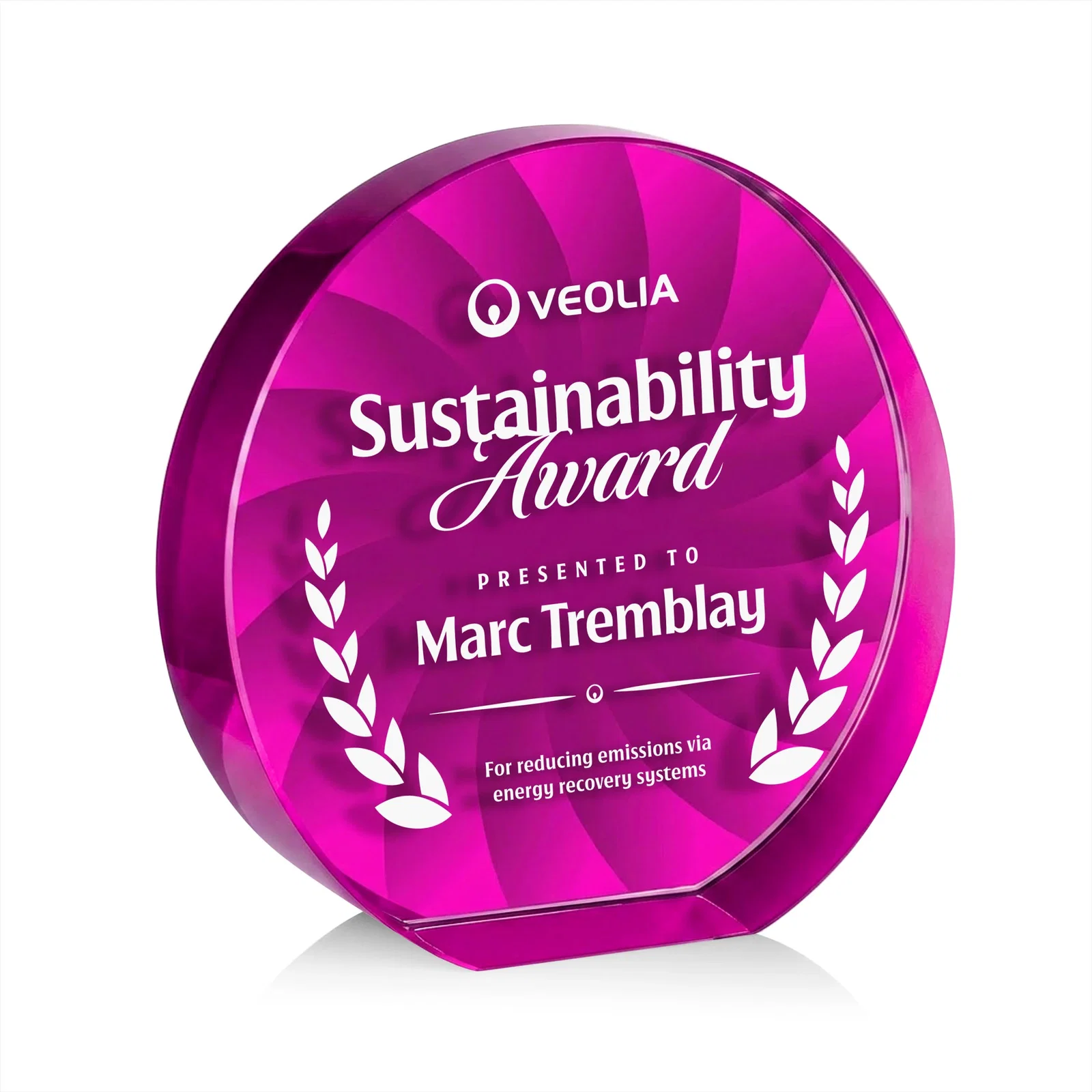 Custom Optical Crystal Circle Award in 9 Colors, with your logo for retirement presentations