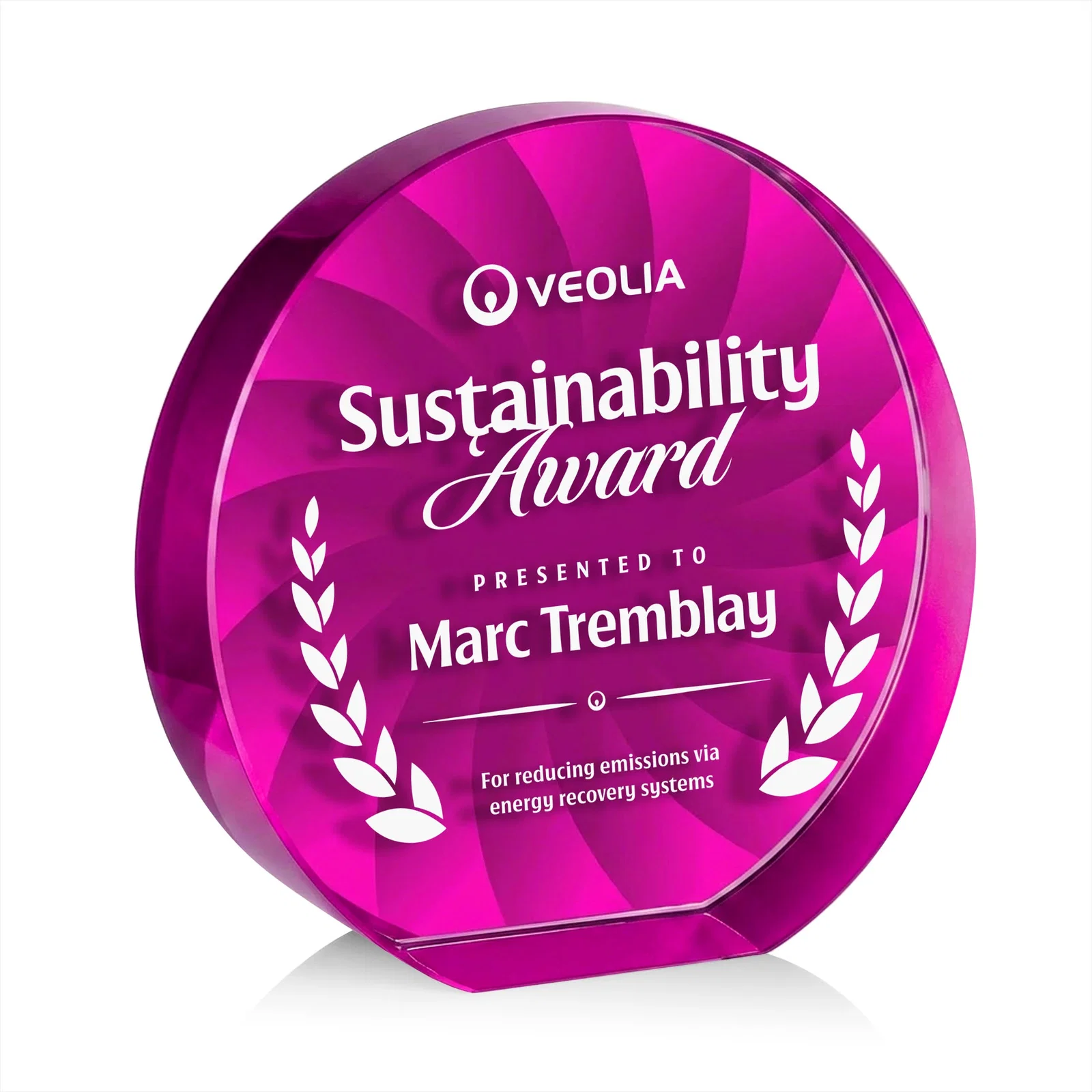 Custom Optical Crystal Circle Award in 9 Colors, with your logo for team milestone celebrations