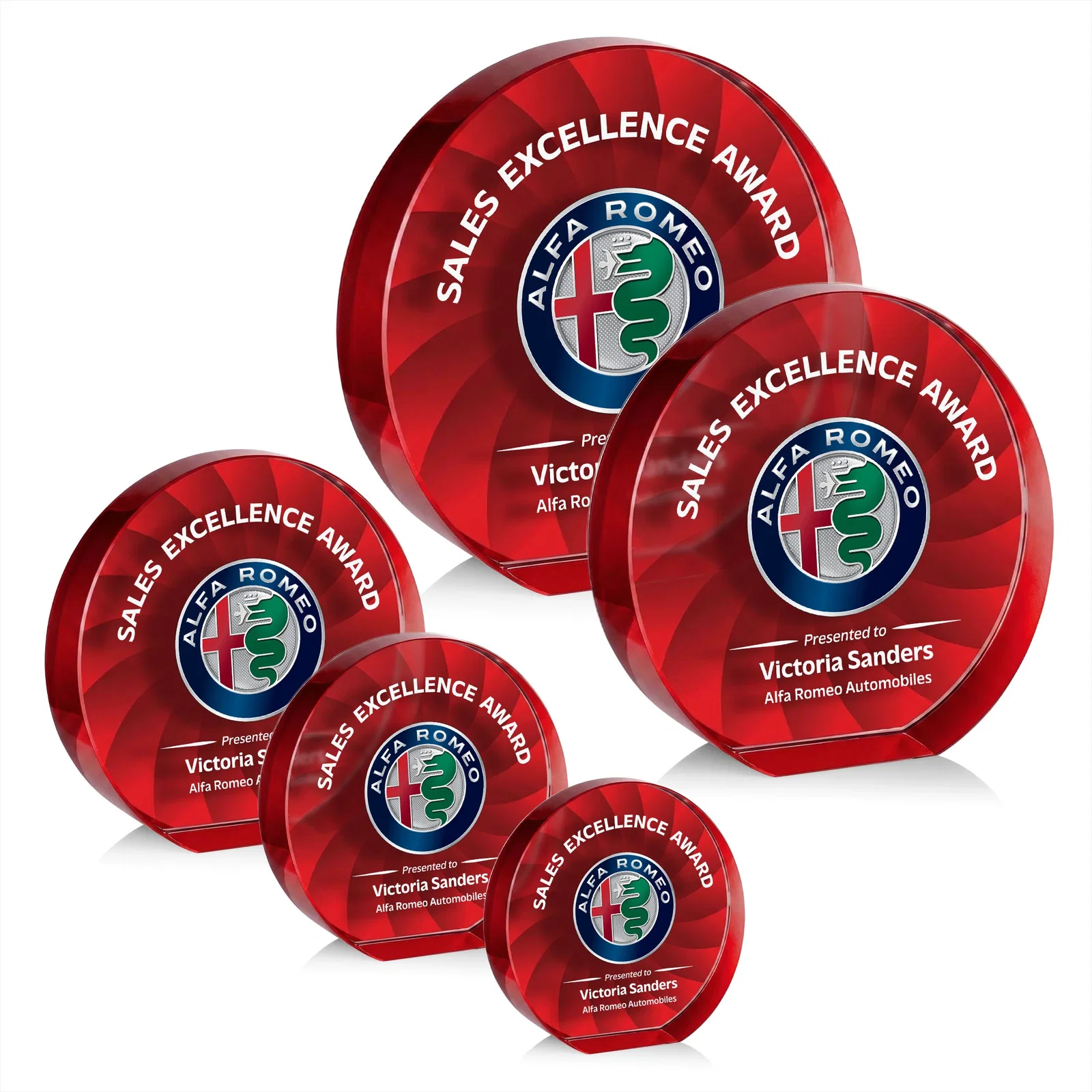 Custom Optical Crystal Circle Award in 9 Colors, with your logo for donor appreciation