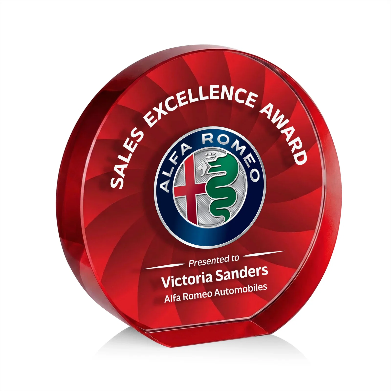 Custom Optical Crystal Circle Award in 9 Colors, with your logo for dealer and partner awards