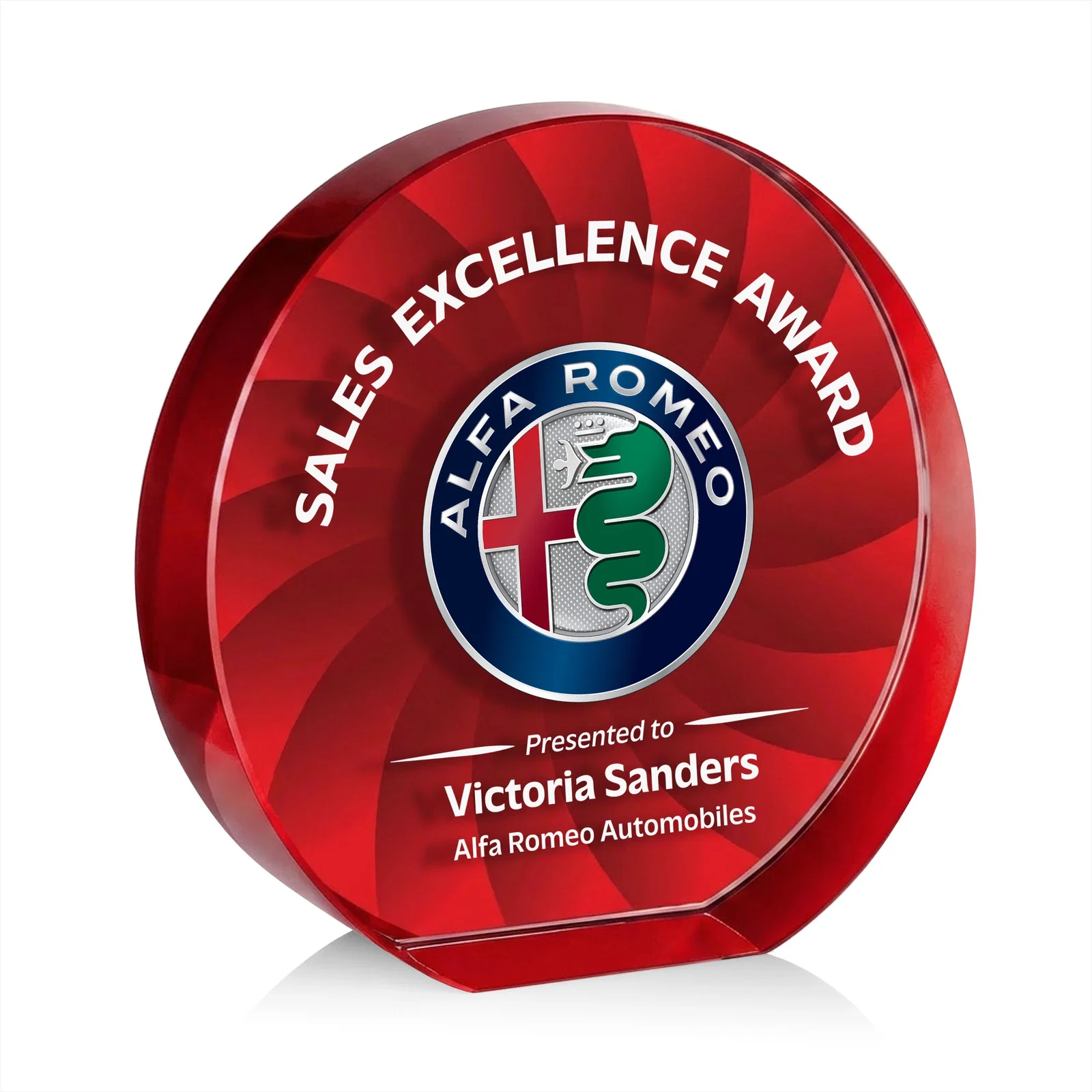 Custom Optical Crystal Circle Award in 9 Colors, with your logo for company anniversary events