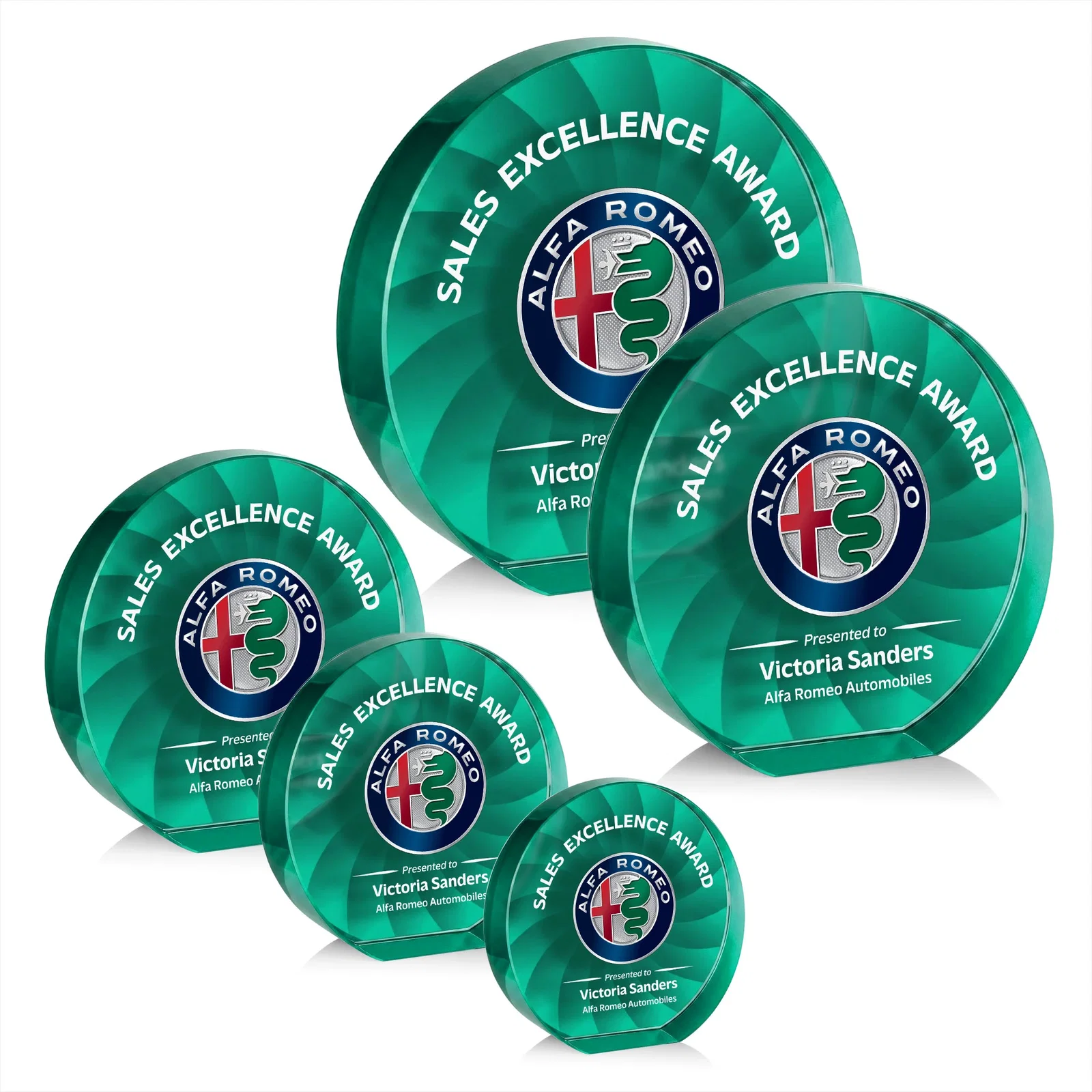 Personalized Optical Crystal Circle Award in 9 Colors, with your logo for corporate award ceremonies