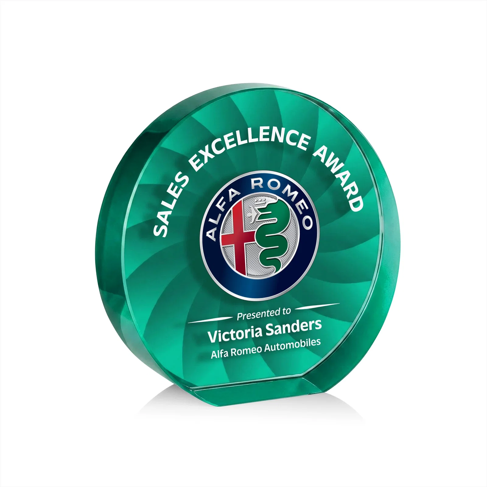 Personalized Optical Crystal Circle Award in 9 Colors, with your logo for service anniversary gifts