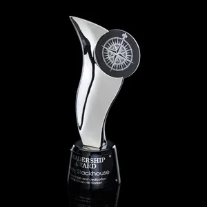 Cast Metal Flame Award, Metal Wraps Around a Crystal Disc