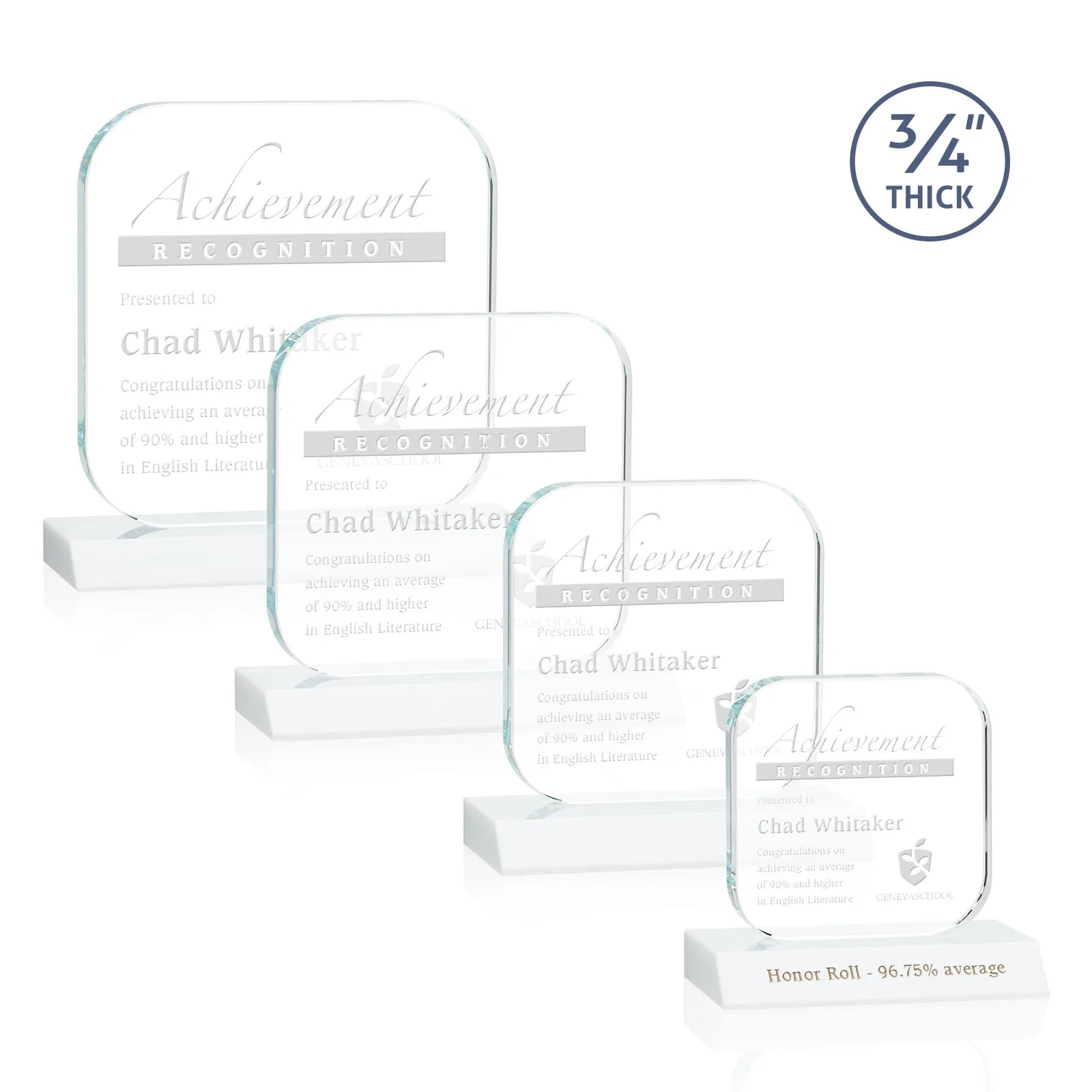 Custom Starfire Crystal App-Icon Award on a Mitered Crystal Base, awards for employee recognition