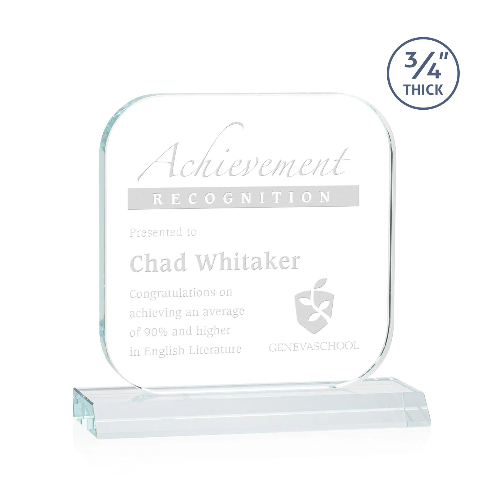 Custom Starfire Crystal App-Icon Award on a Mitered Crystal Base, awards for volunteer appreciation