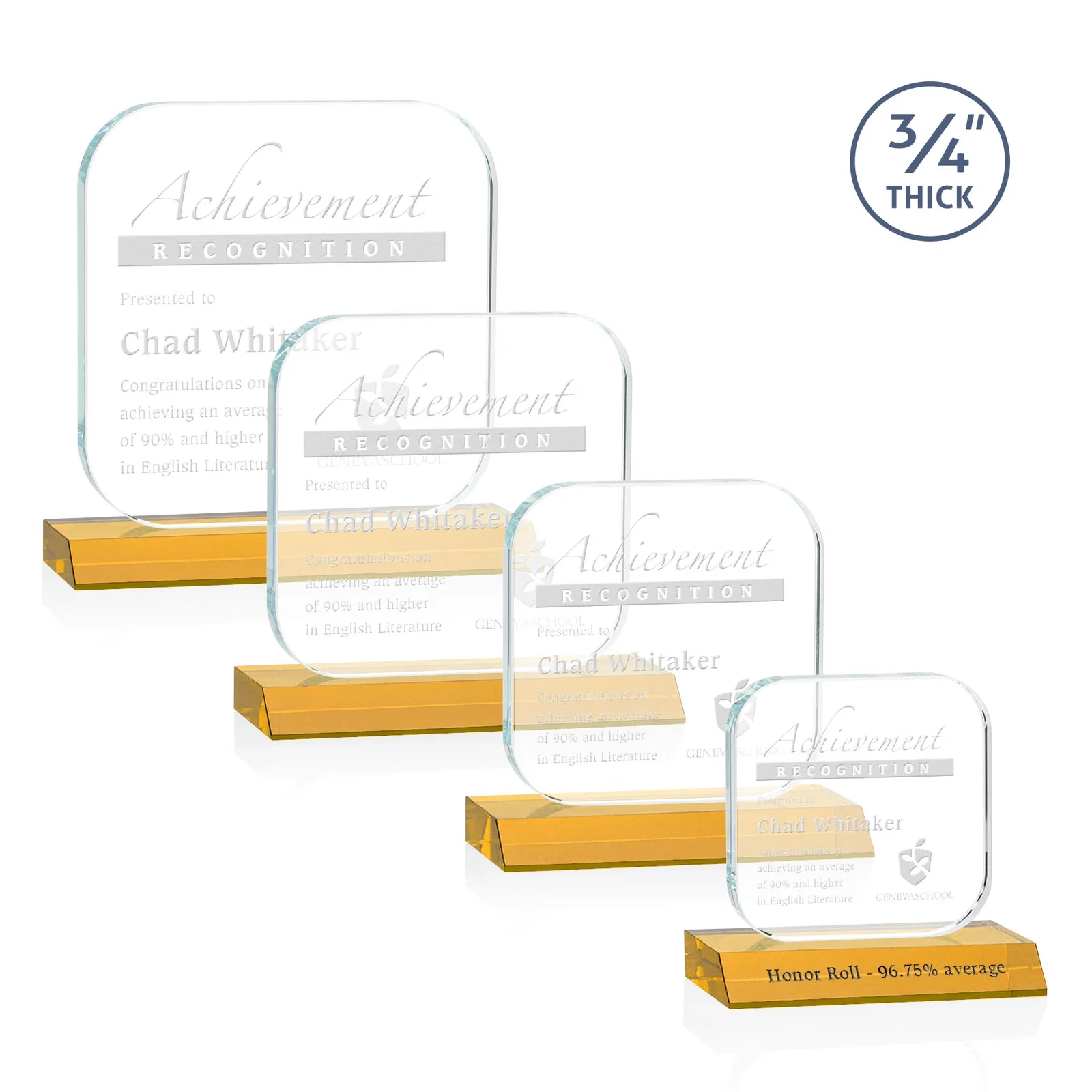 Custom Starfire Crystal App-Icon Award on a Mitered Crystal Base, awards for dealer and partner awards