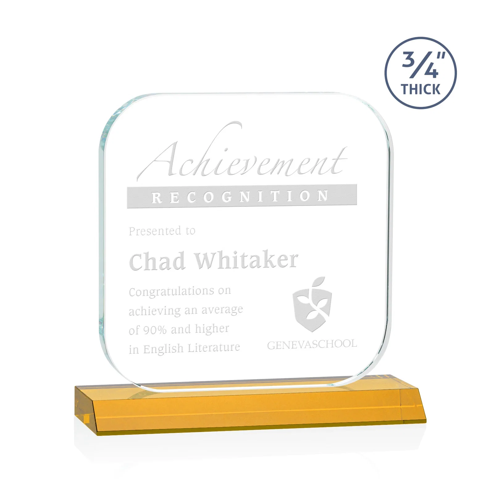 Personalized Starfire Crystal App-Icon Award on a Mitered Crystal Base, awards for service anniversary gifts
