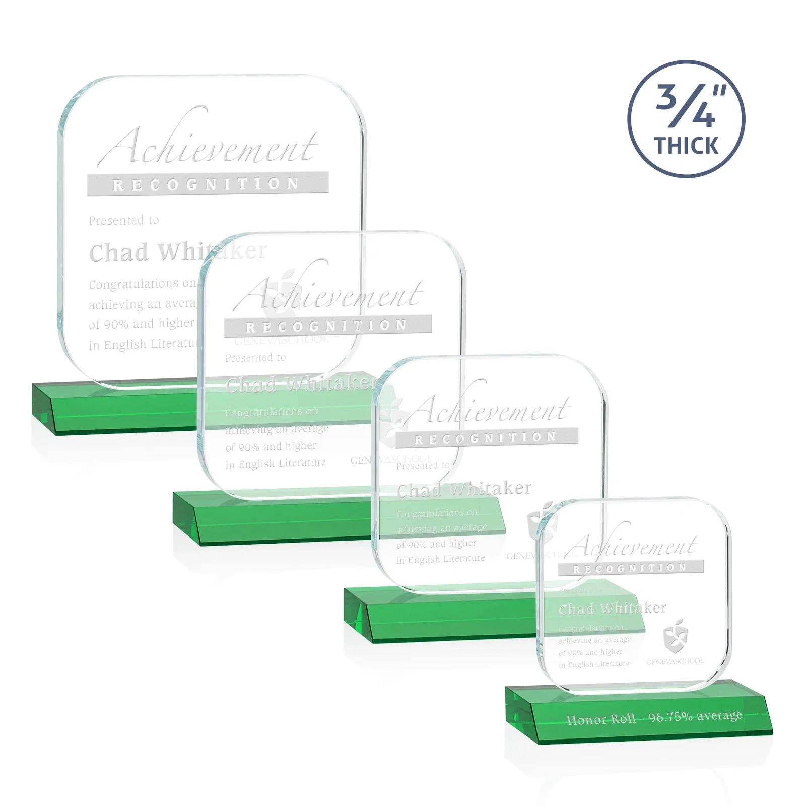 Personalized Starfire Crystal App-Icon Award on a Mitered Crystal Base, awards for sales achievement awards