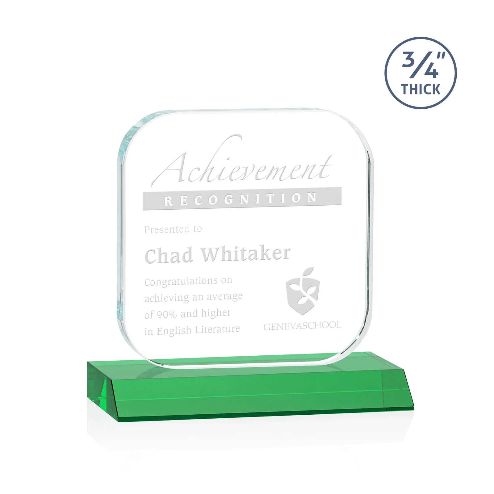 Personalized Starfire Crystal App-Icon Award on a Mitered Crystal Base, awards for team milestone celebrations