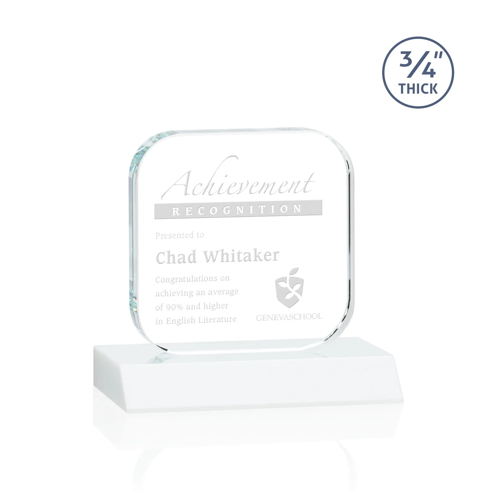 Custom Starfire Crystal App-Icon Award on a Mitered Crystal Base, awards for corporate award ceremonies