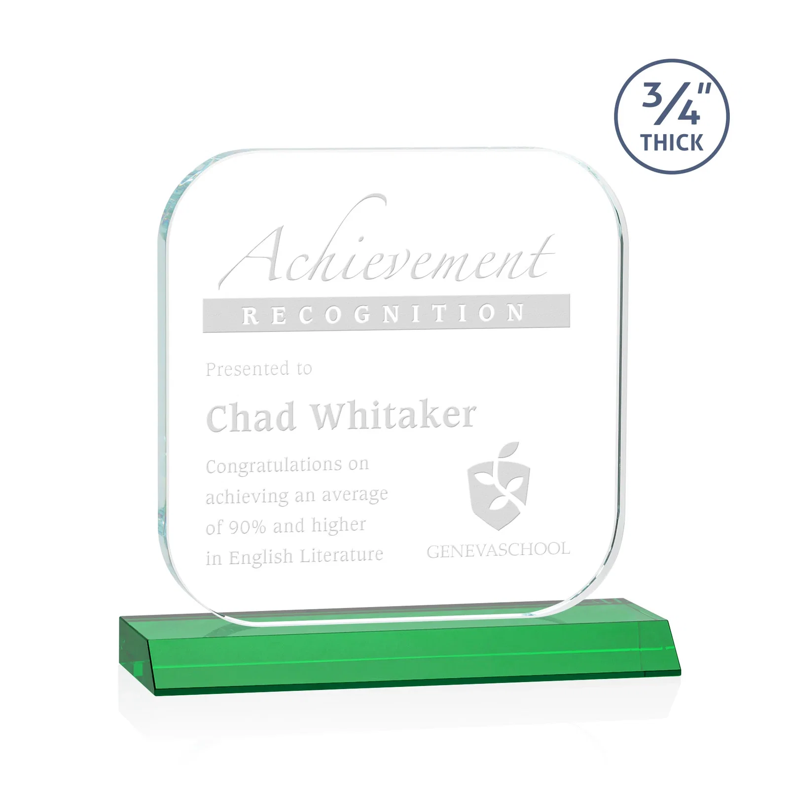 Personalized Starfire Crystal App-Icon Award on a Mitered Crystal Base, awards for graduation ceremonies