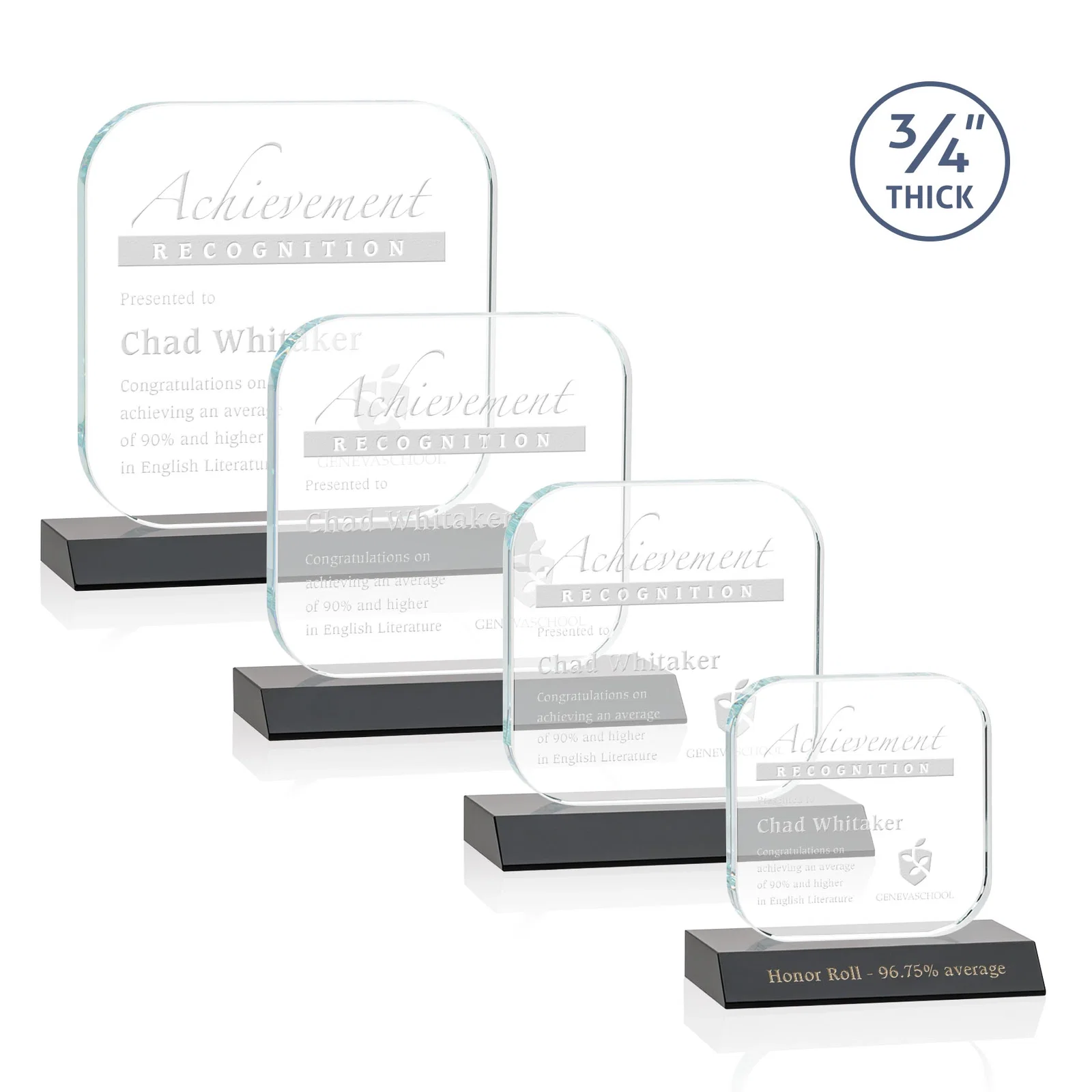 Personalized Starfire Crystal App-Icon Award on a Mitered Crystal Base, awards for safety achievement programs