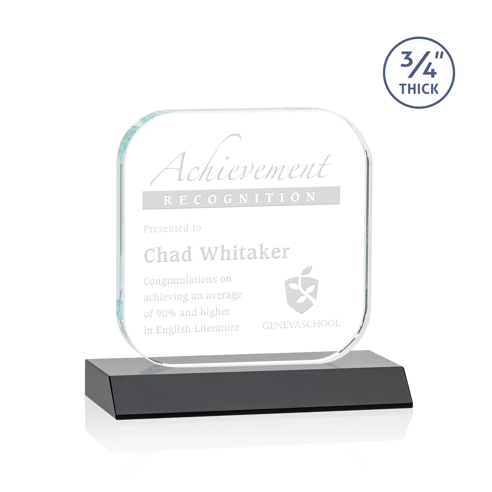 Personalized Starfire Crystal App-Icon Award on a Mitered Crystal Base, awards for dealer and partner awards