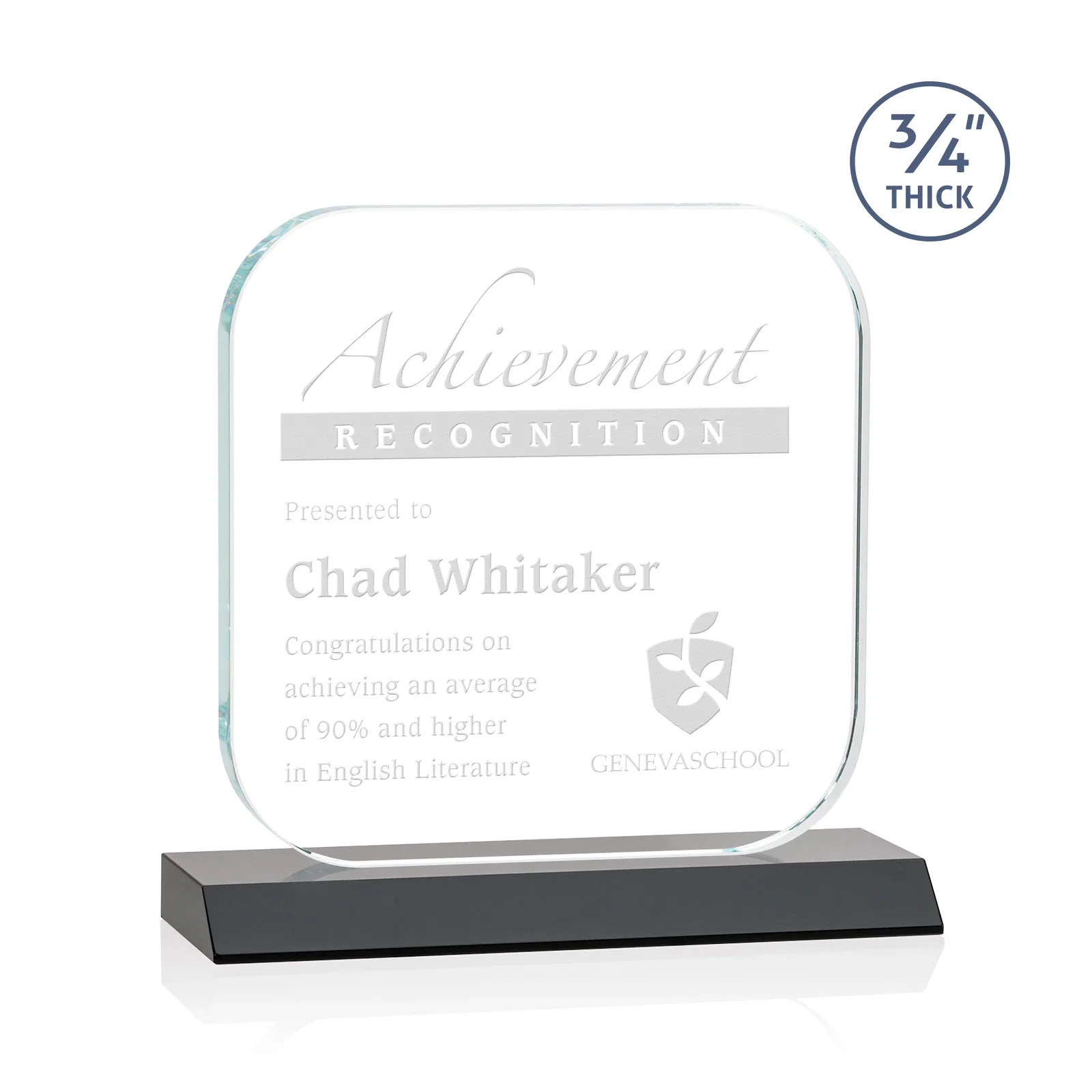 Promotional Starfire Crystal App-Icon Award on a Mitered Crystal Base, awards for employee recognition