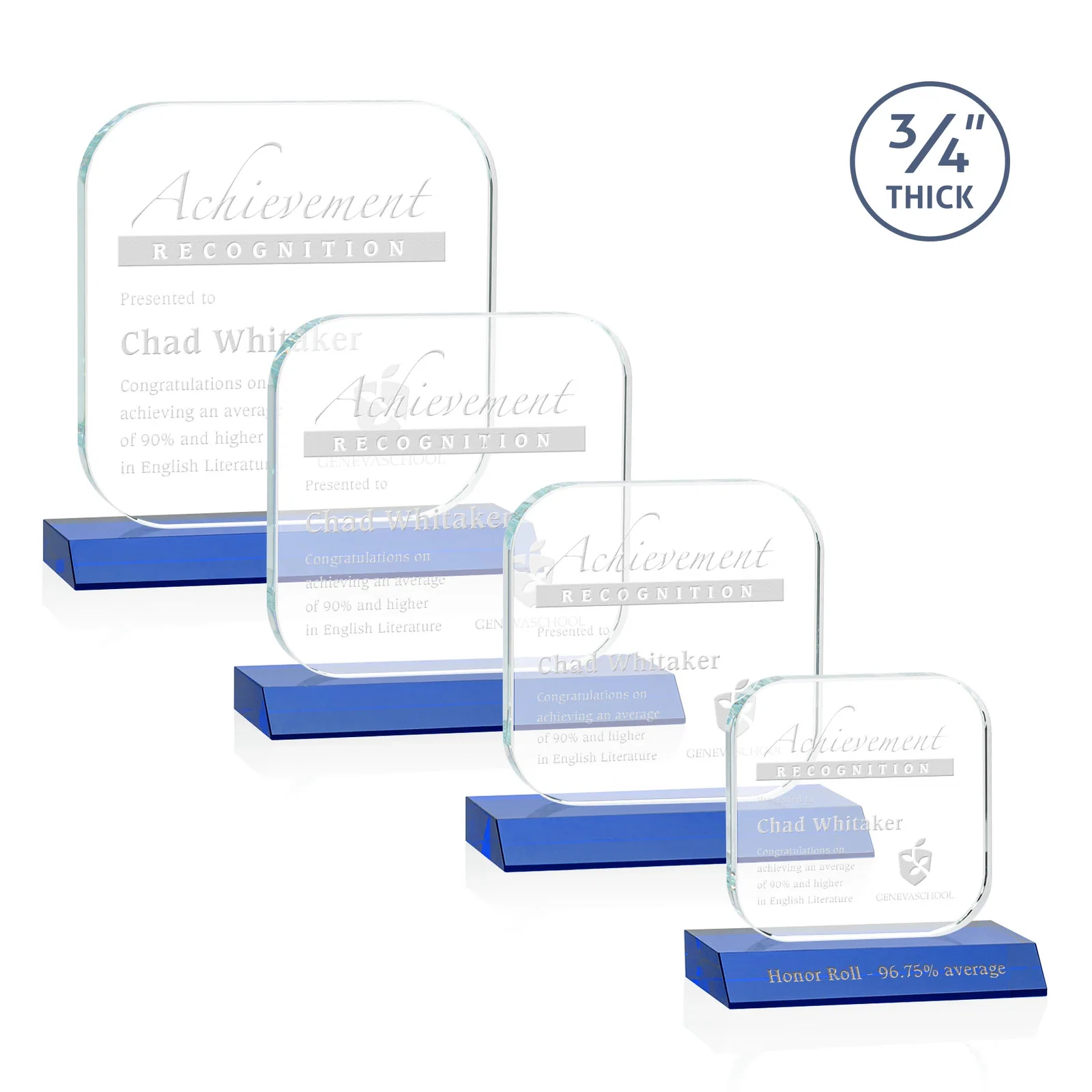 Promotional Starfire Crystal App-Icon Award on a Mitered Crystal Base, awards for corporate award ceremonies