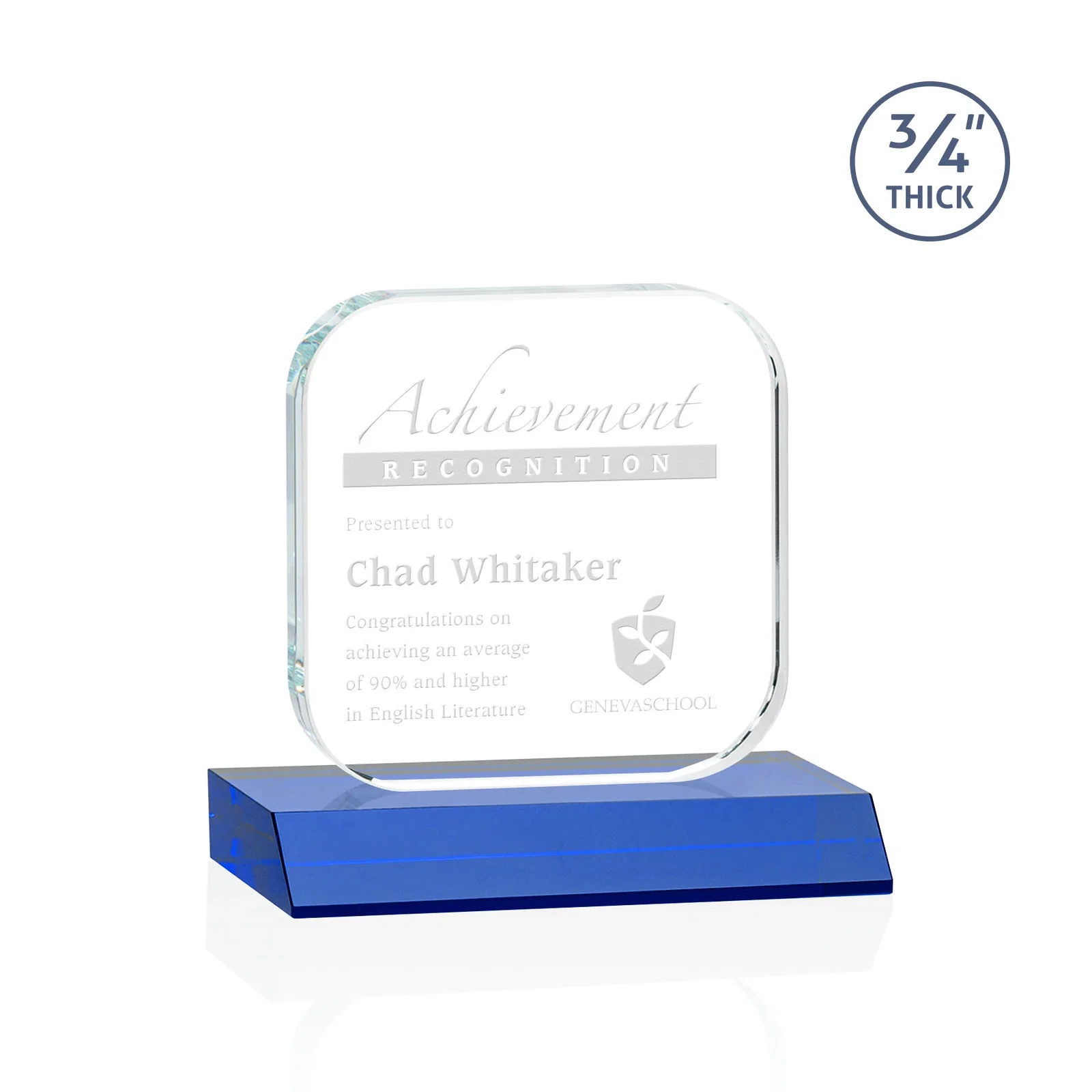 Promotional Starfire Crystal App-Icon Award on a Mitered Crystal Base, awards for service anniversary gifts