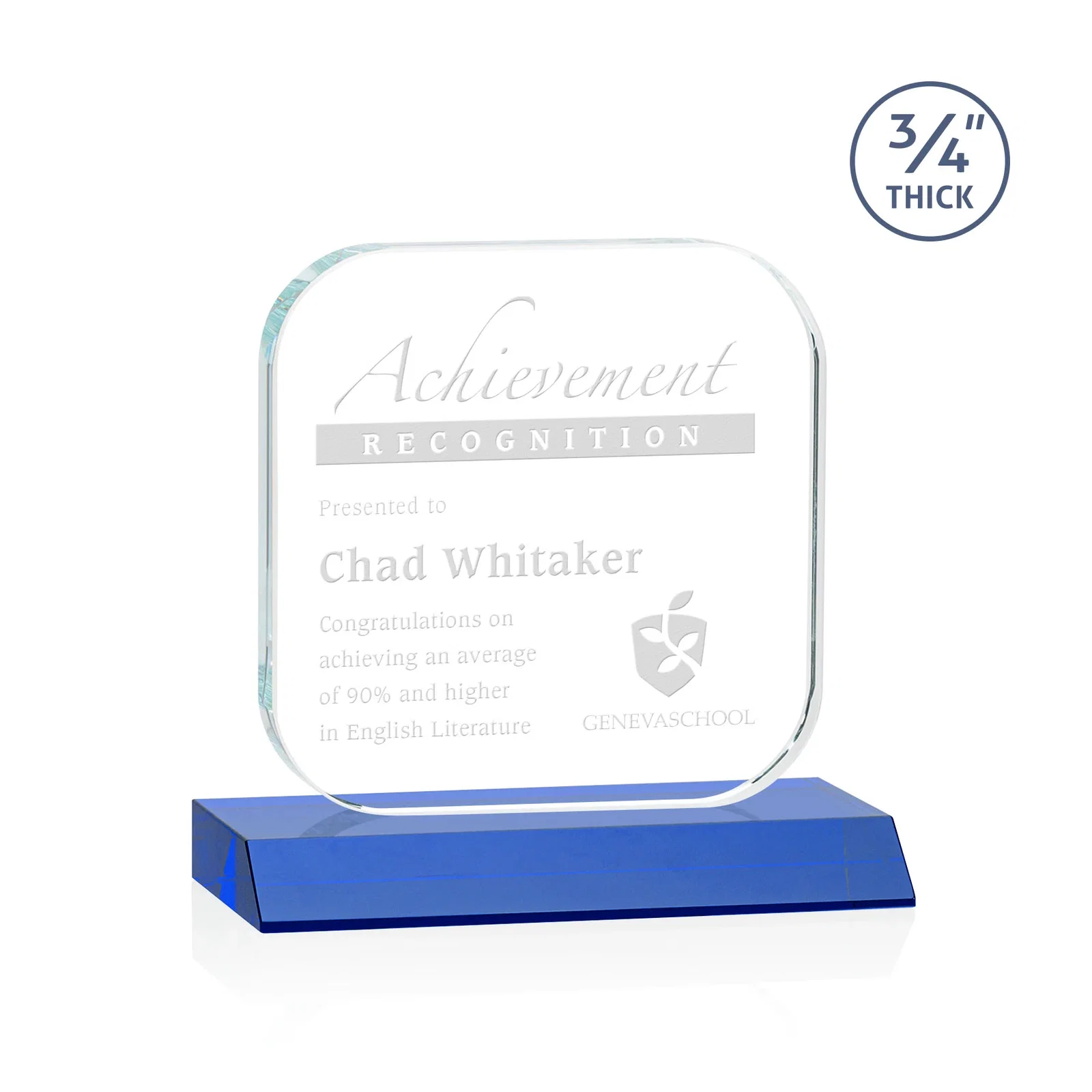 Promotional Starfire Crystal App-Icon Award on a Mitered Crystal Base, awards for sales achievement awards