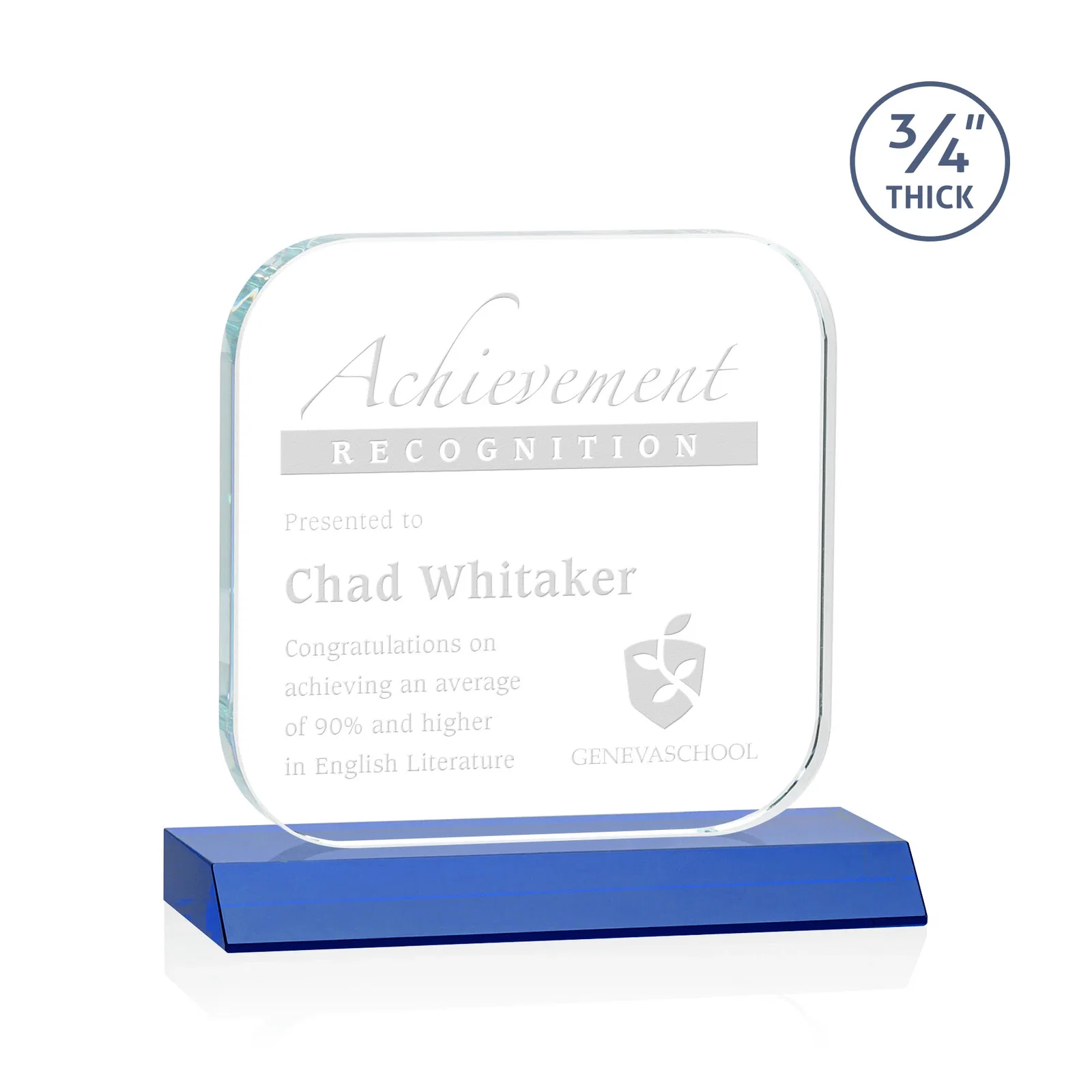 Promotional Starfire Crystal App-Icon Award on a Mitered Crystal Base, awards for retirement presentations
