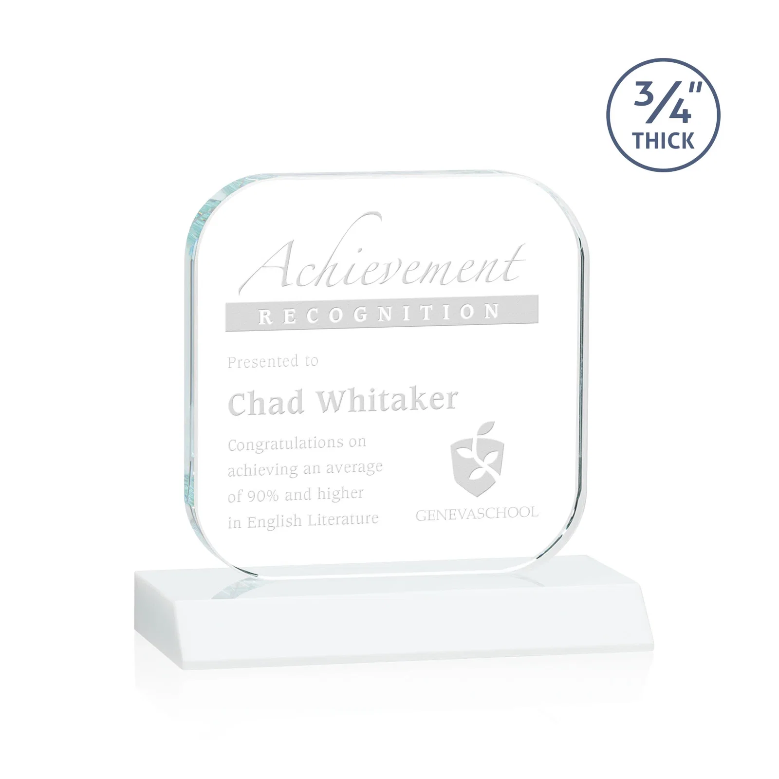 Custom Starfire Crystal App-Icon Award on a Mitered Crystal Base, awards for service anniversary gifts