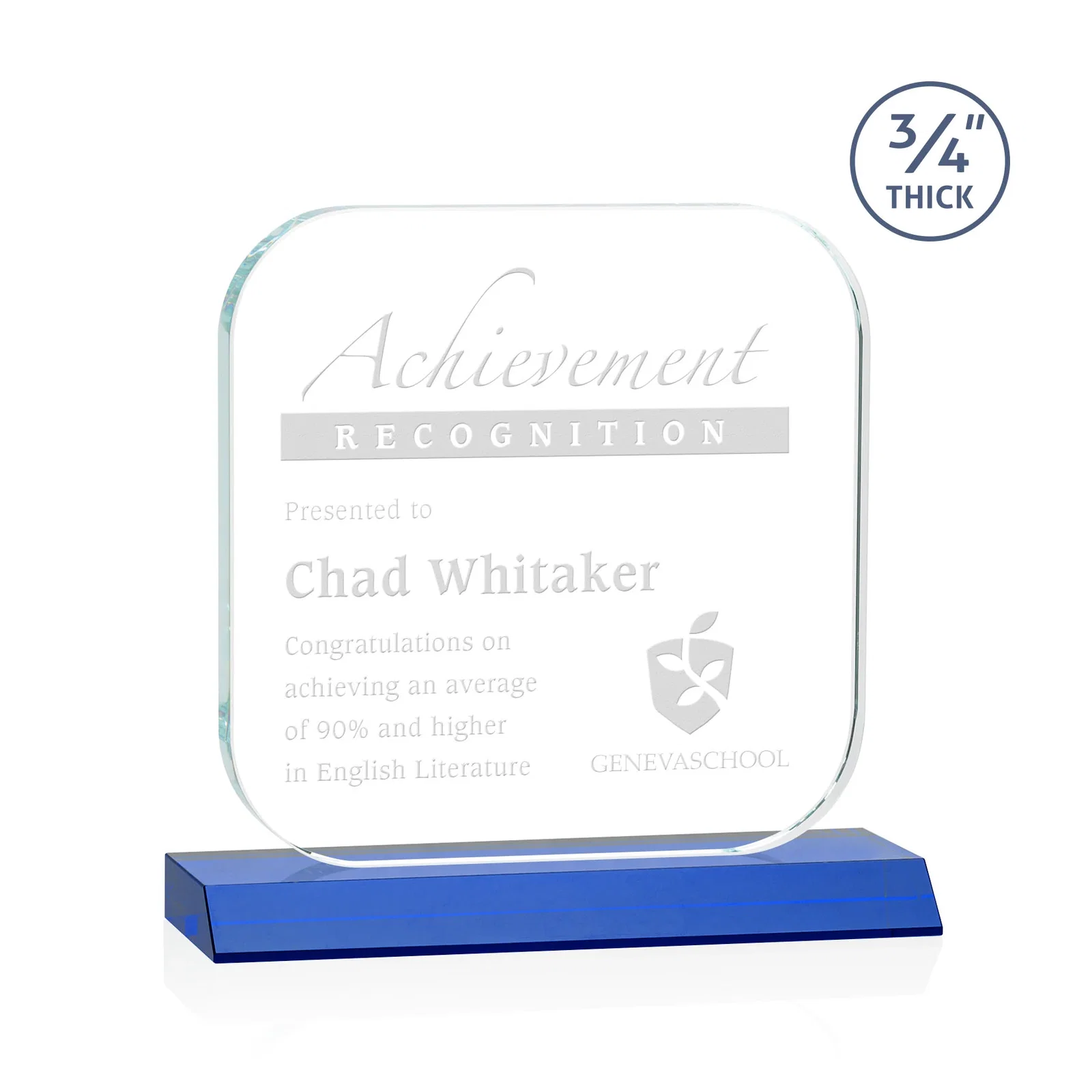 Promotional Starfire Crystal App-Icon Award on a Mitered Crystal Base, awards for team milestone celebrations