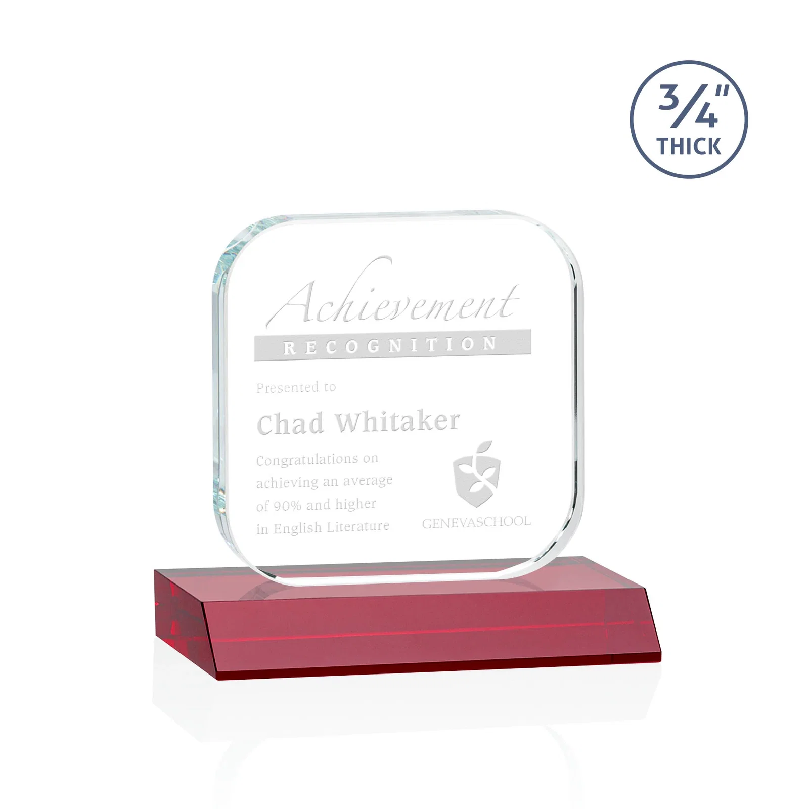 Promotional Starfire Crystal App-Icon Award on a Mitered Crystal Base, awards for graduation ceremonies