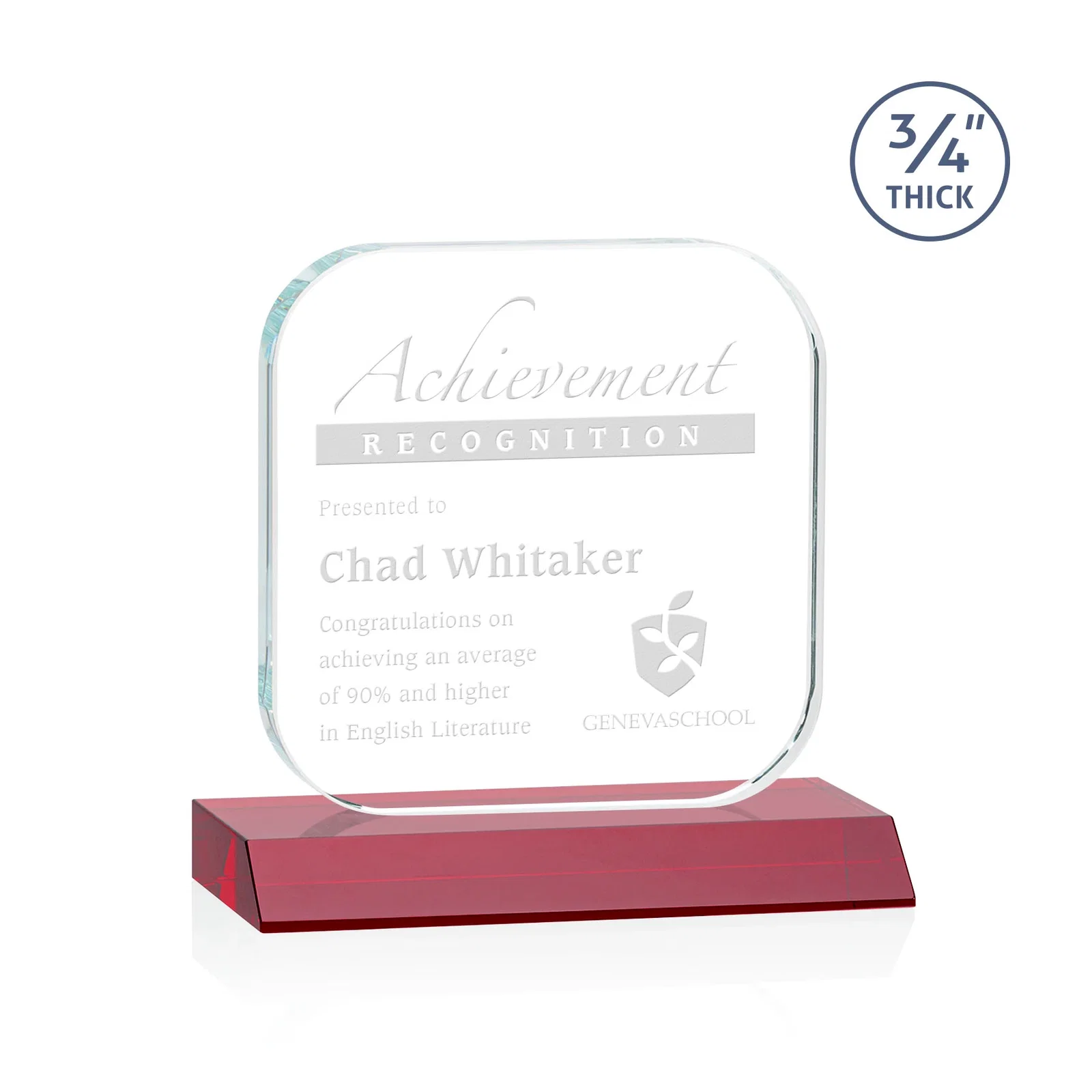 Promotional Starfire Crystal App-Icon Award on a Mitered Crystal Base, awards for safety achievement programs