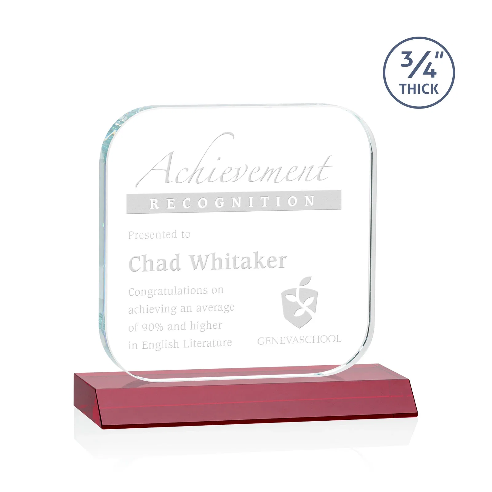 Promotional Starfire Crystal App-Icon Award on a Mitered Crystal Base, awards for volunteer appreciation
