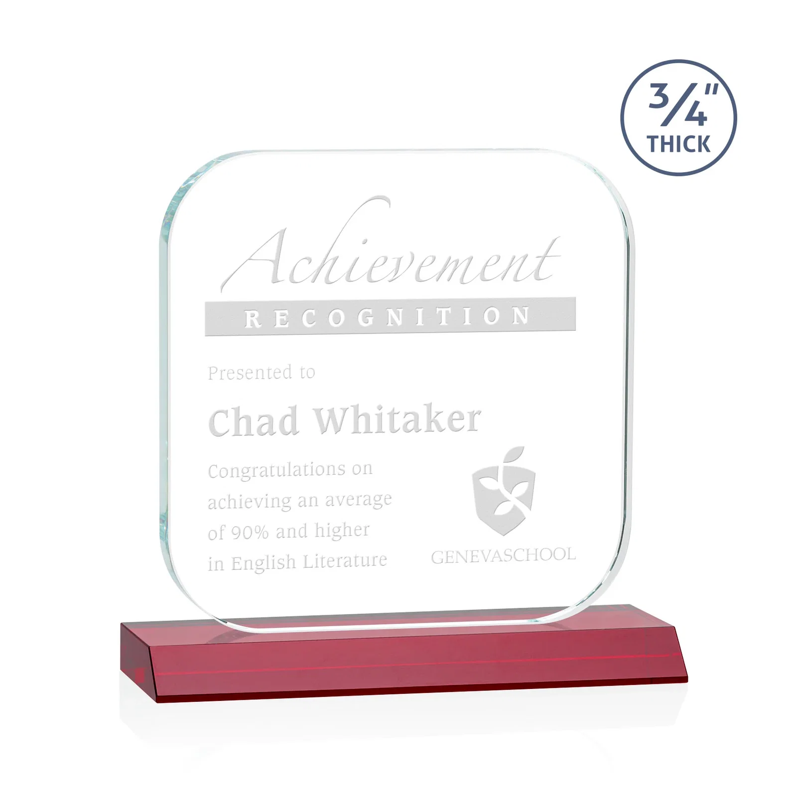 Promotional Starfire Crystal App-Icon Award on a Mitered Crystal Base, awards for dealer and partner awards