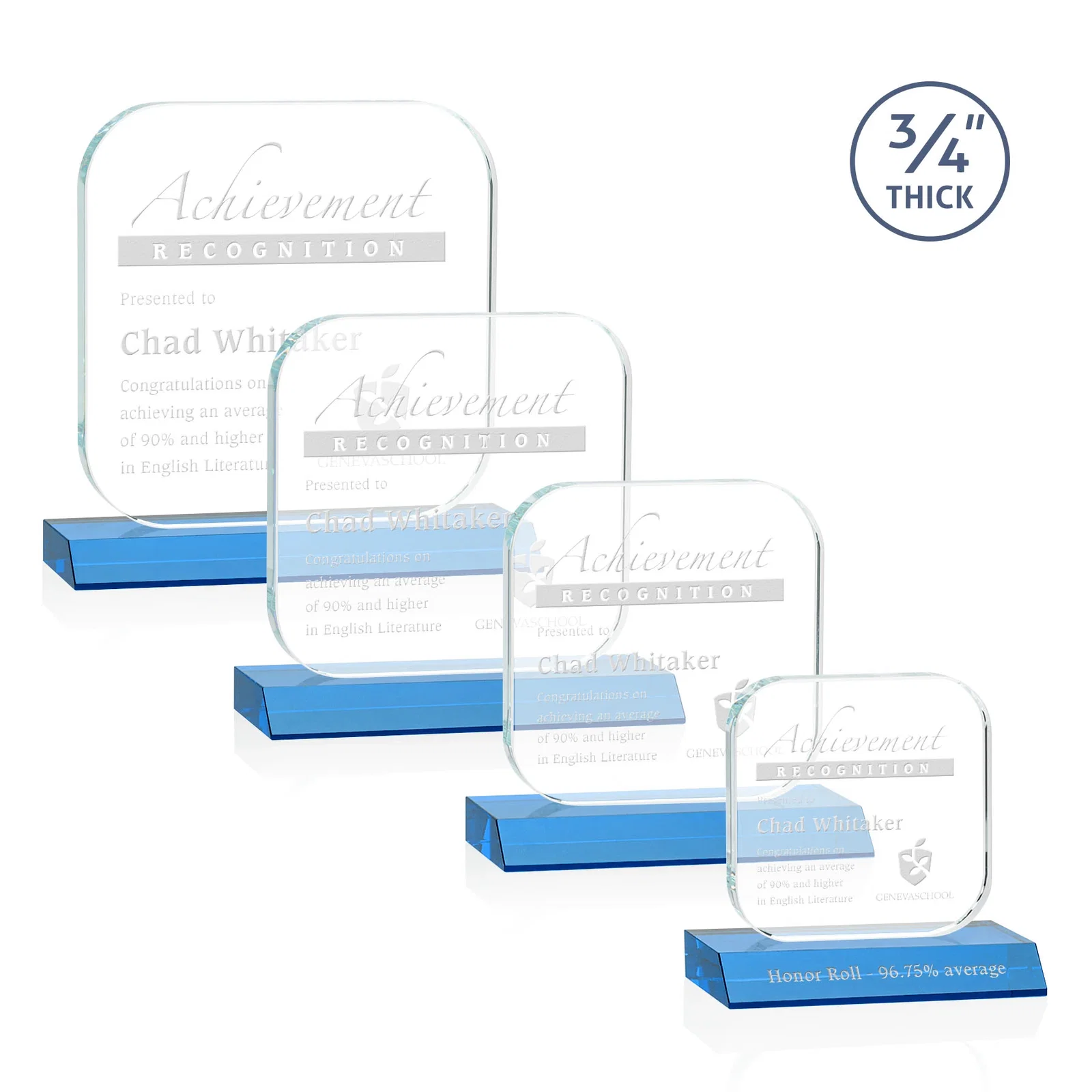 Promotional Starfire Crystal App-Icon Award on a Mitered Crystal Base, awards for company anniversary events