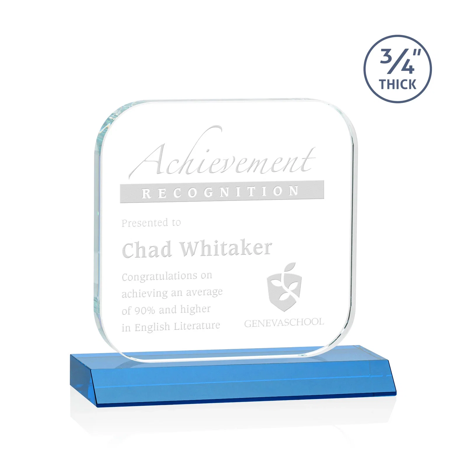 Branded Starfire Crystal App-Icon Award on a Mitered Crystal Base, awards for service anniversary gifts