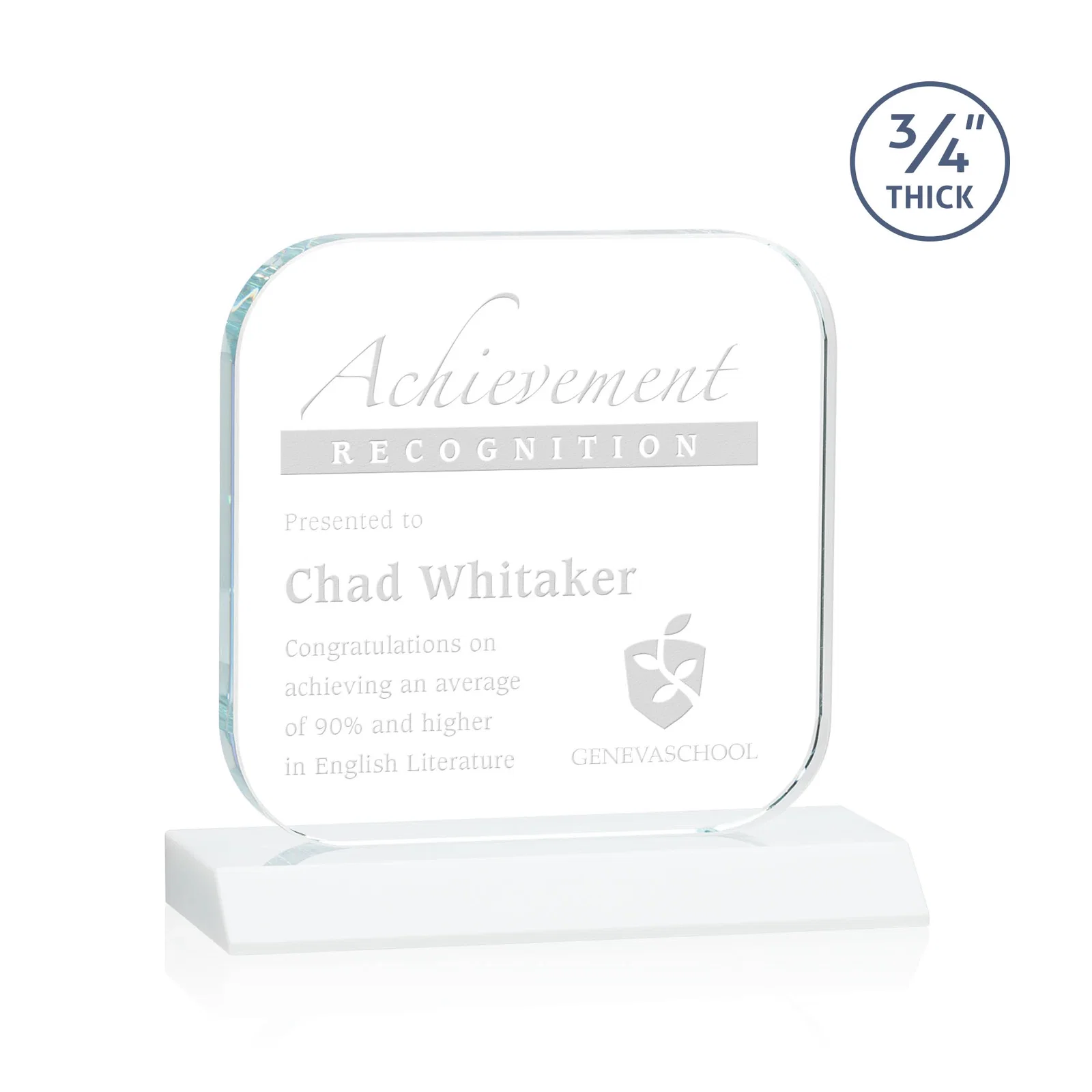 Custom Starfire Crystal App-Icon Award on a Mitered Crystal Base, awards for sales achievement awards