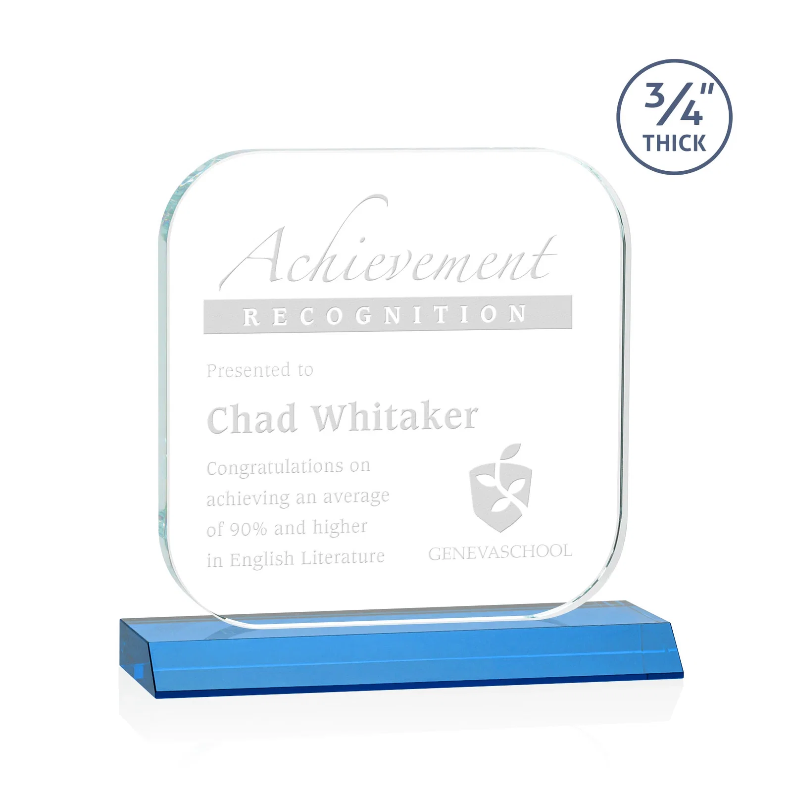 Branded Starfire Crystal App-Icon Award on a Mitered Crystal Base, awards for sales achievement awards